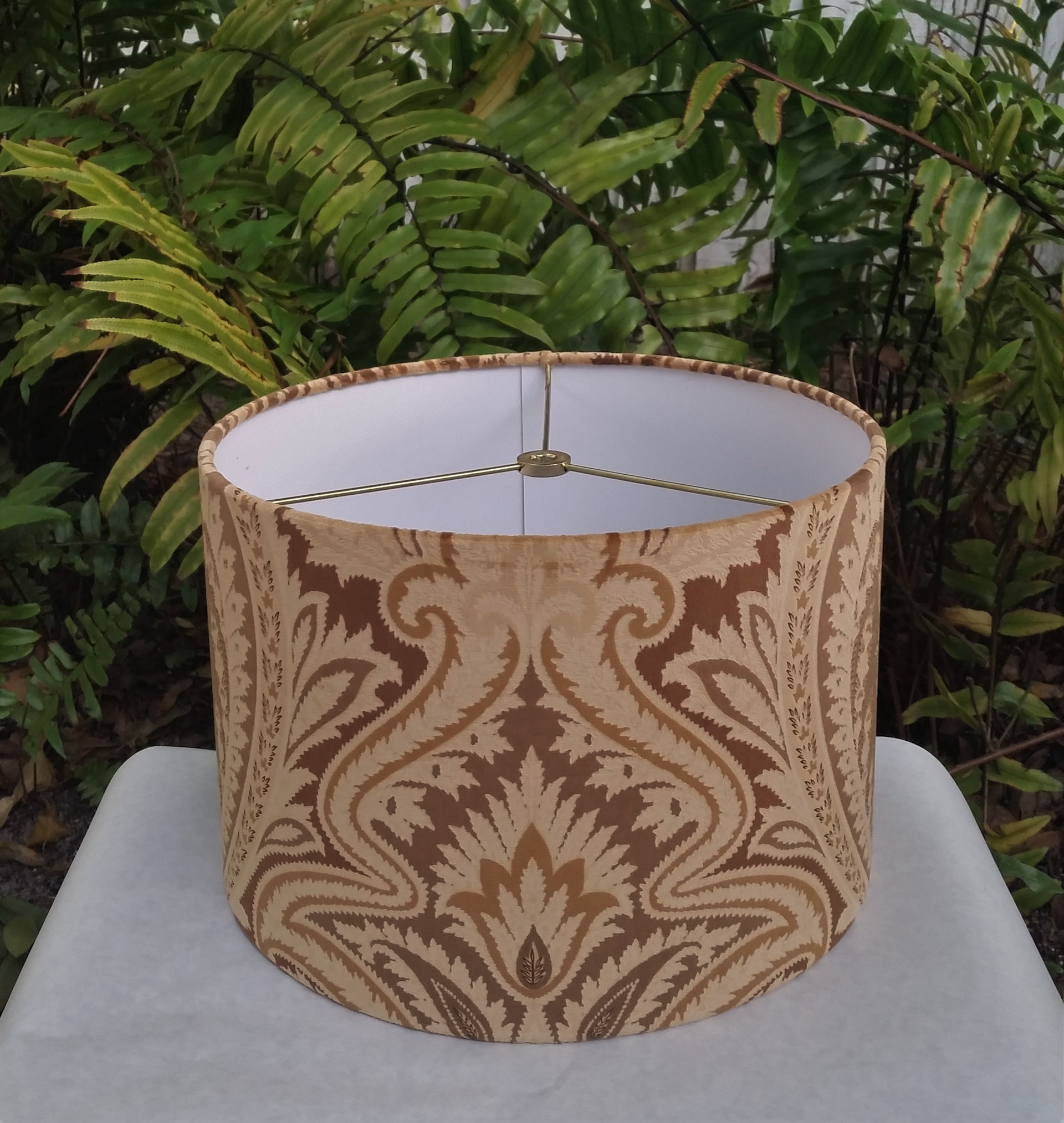 Velvet Drum Lampshade, Brown Paisley Lamp Shade