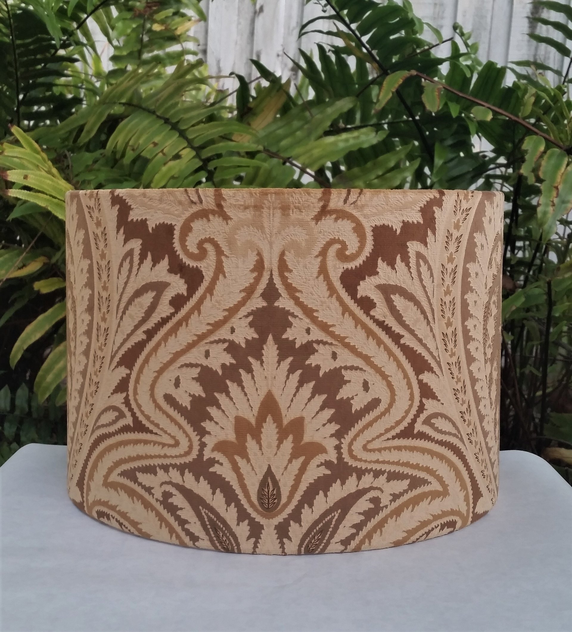 Velvet Drum Lampshade, Brown Paisley Lamp Shade