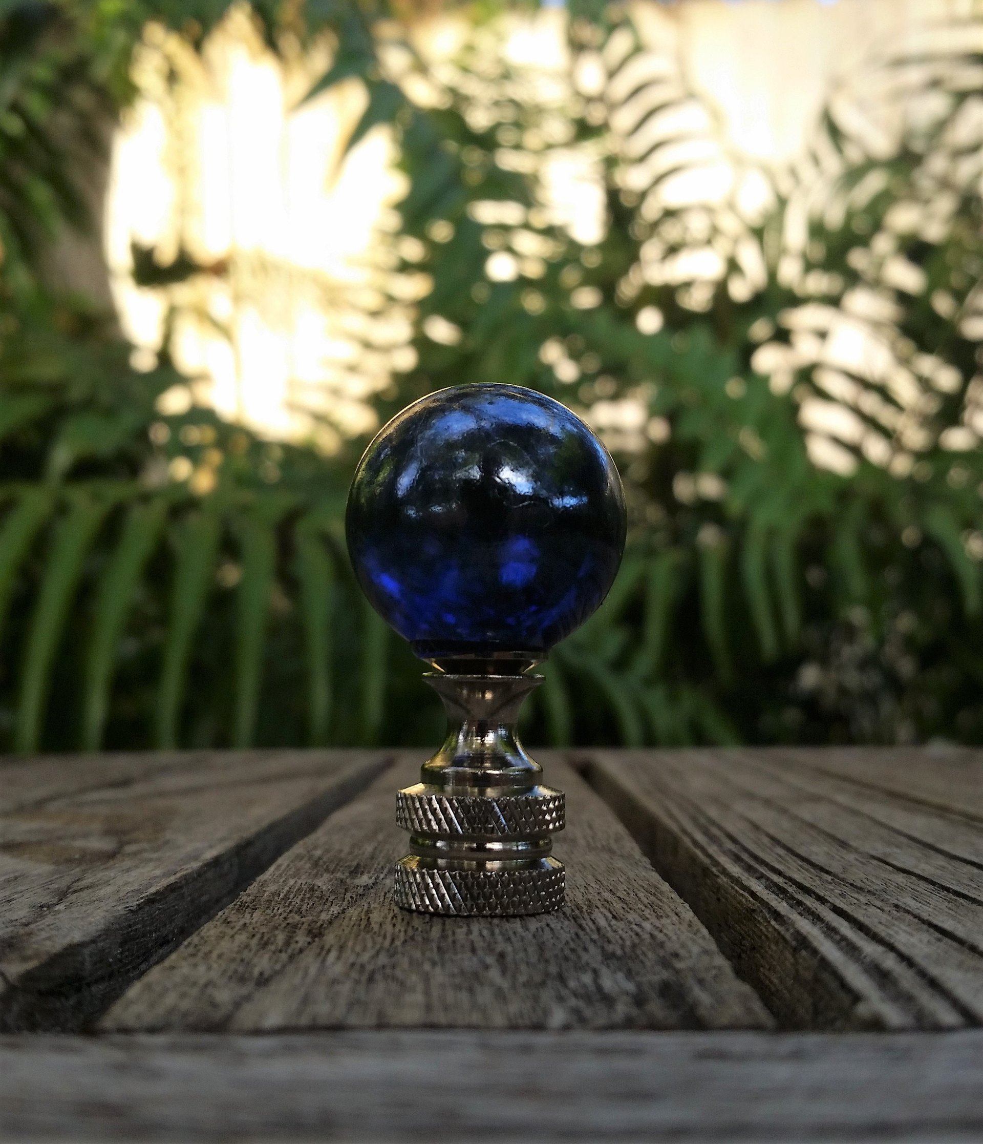 Iridescent Cobalt Blue Lamp Finial