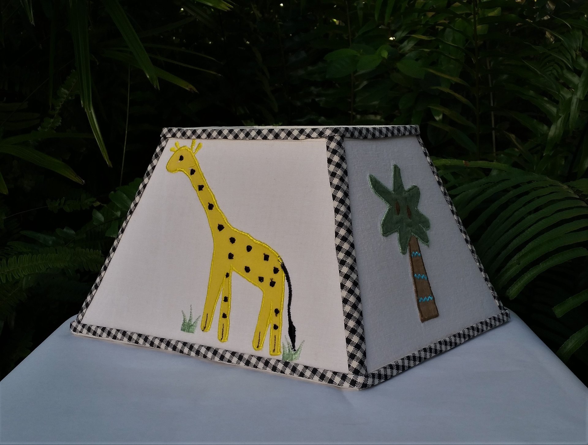 Child Lampshade, Embroidered Animals Lamp Shade