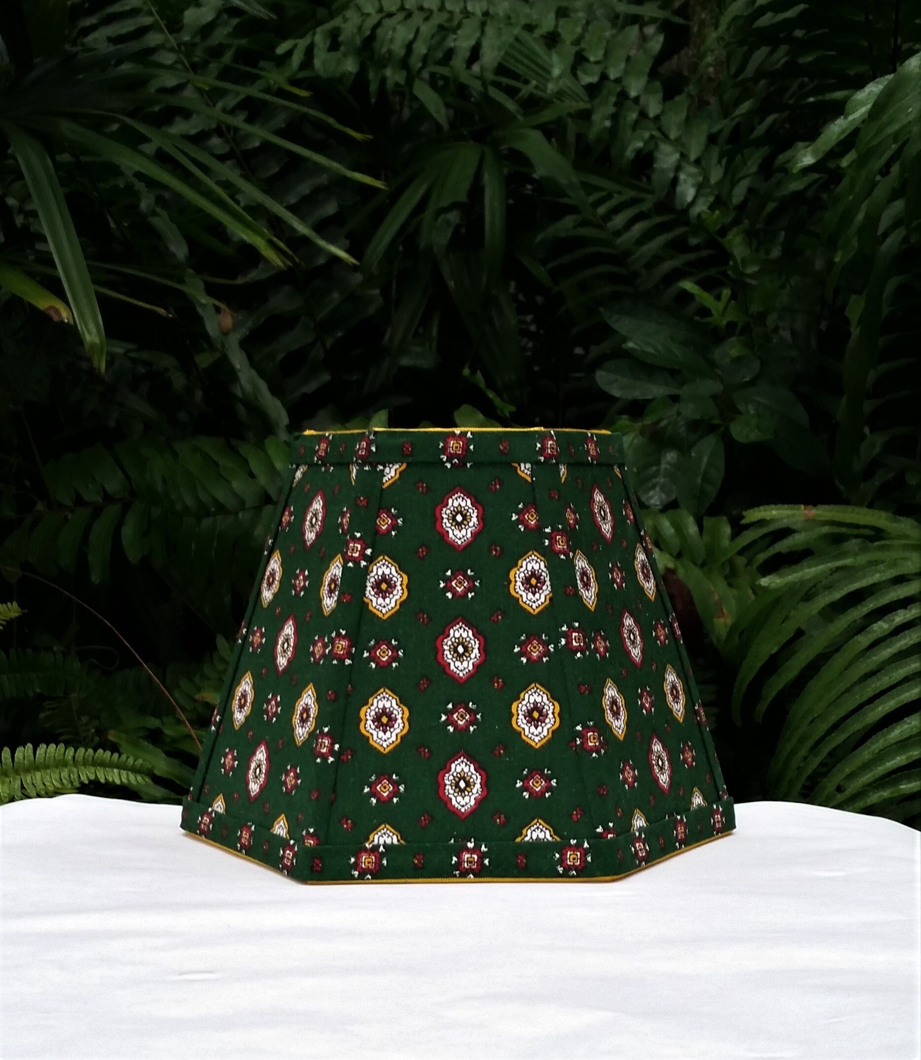 Green or Red Foulard French Country Fabric Lampshade, Clip On Lamp Shade