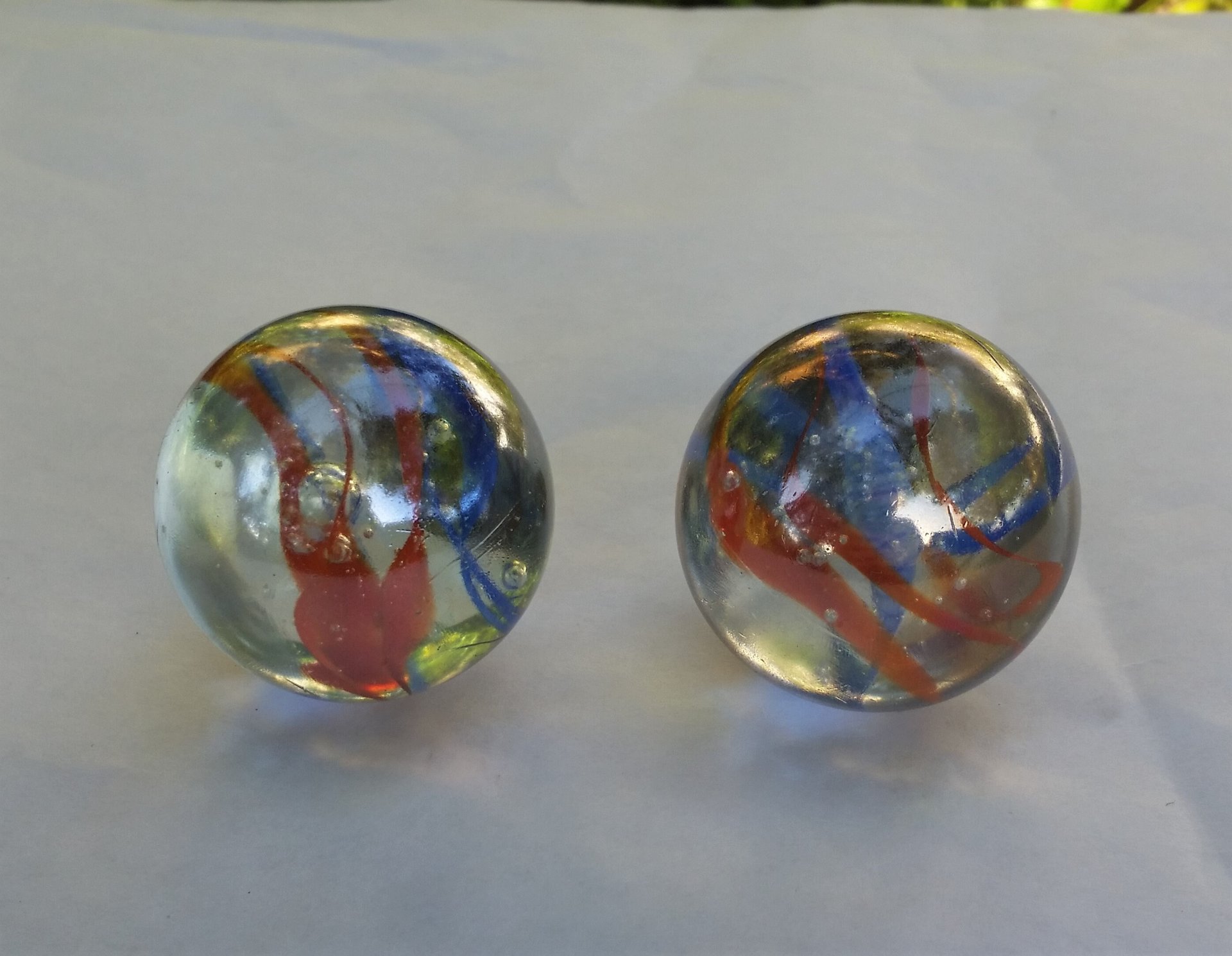 Large Iridescent Lamp Finial, Clear Red Blue