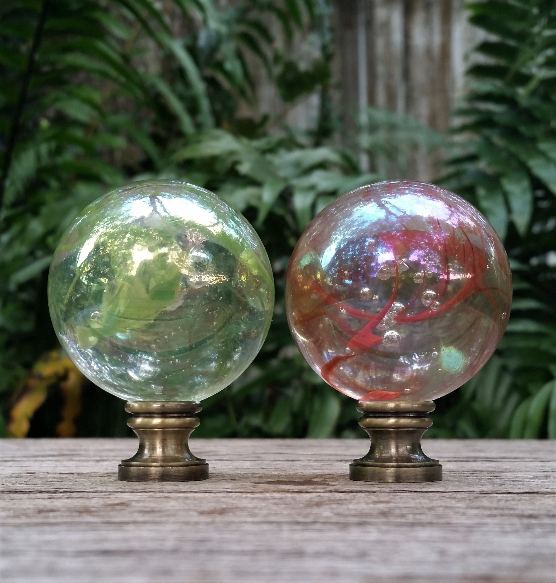 Large Iridescent Lamp Finial, Green or Red