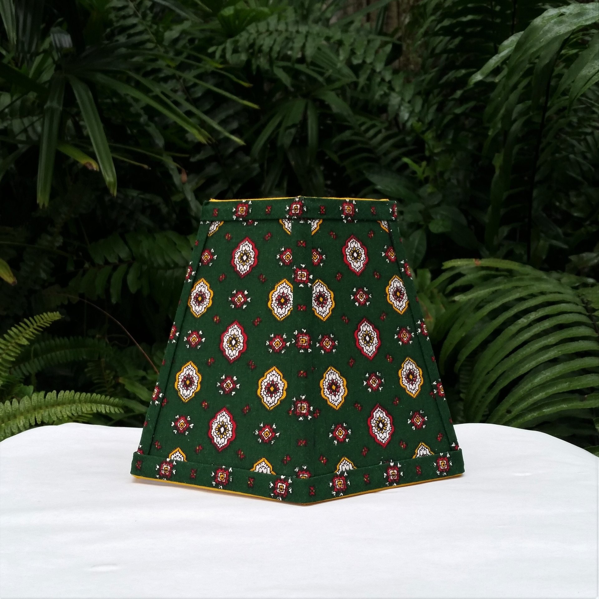 Green or Red Foulard French Country Fabric Lampshade, Clip On Lamp Shade