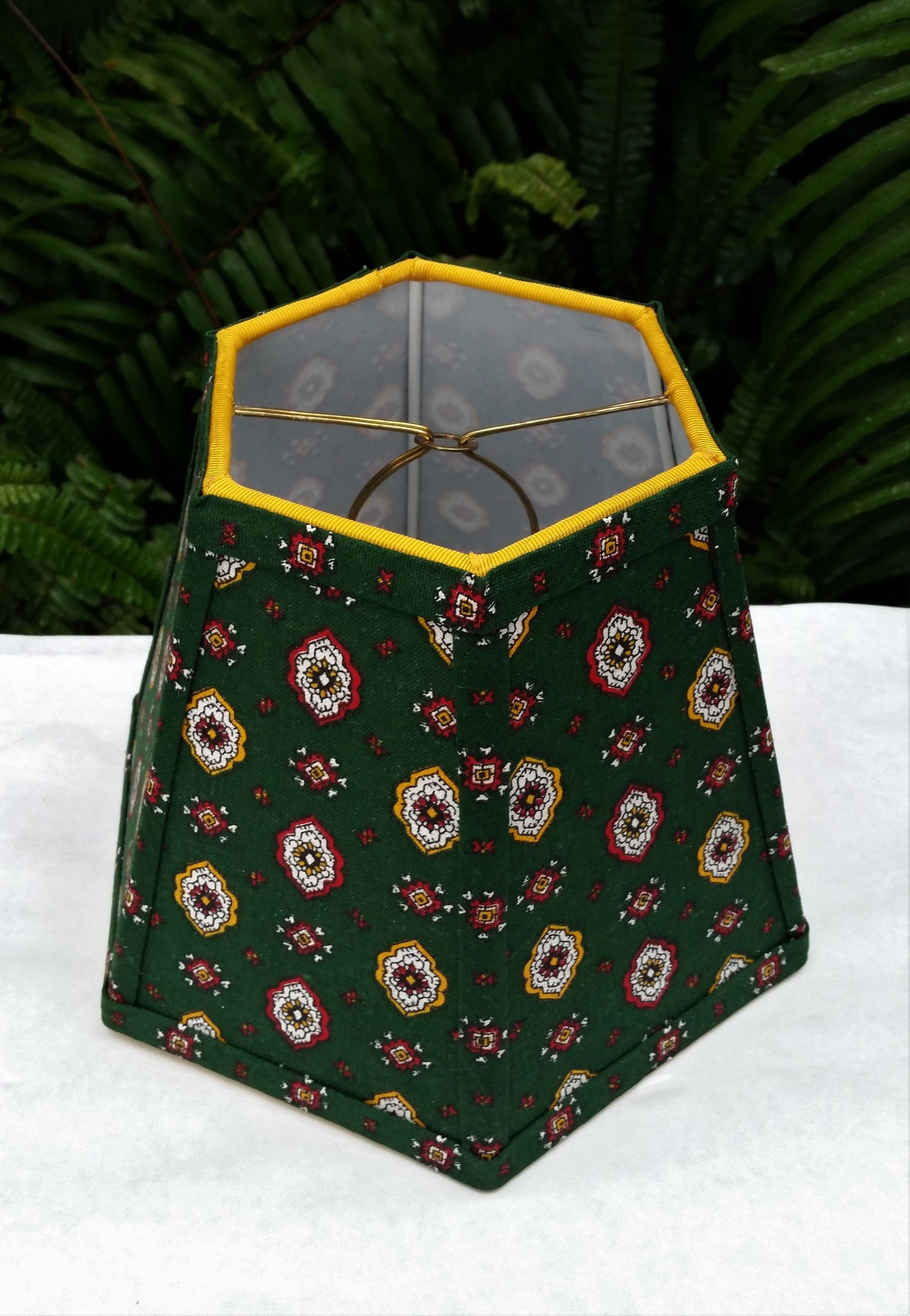 Green or Red Foulard French Country Fabric Lampshade, Clip On Lamp Shade
