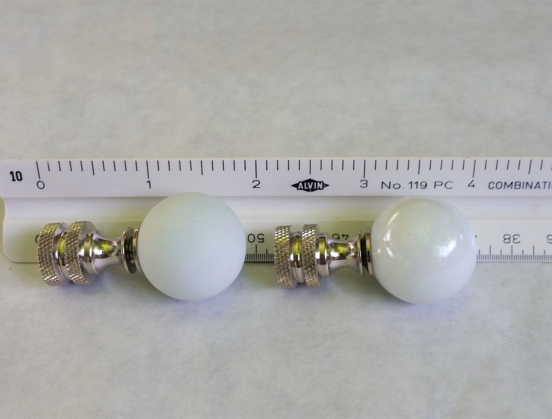 Opal White Lamp Finial, Shiny or Frosted Glass Marble