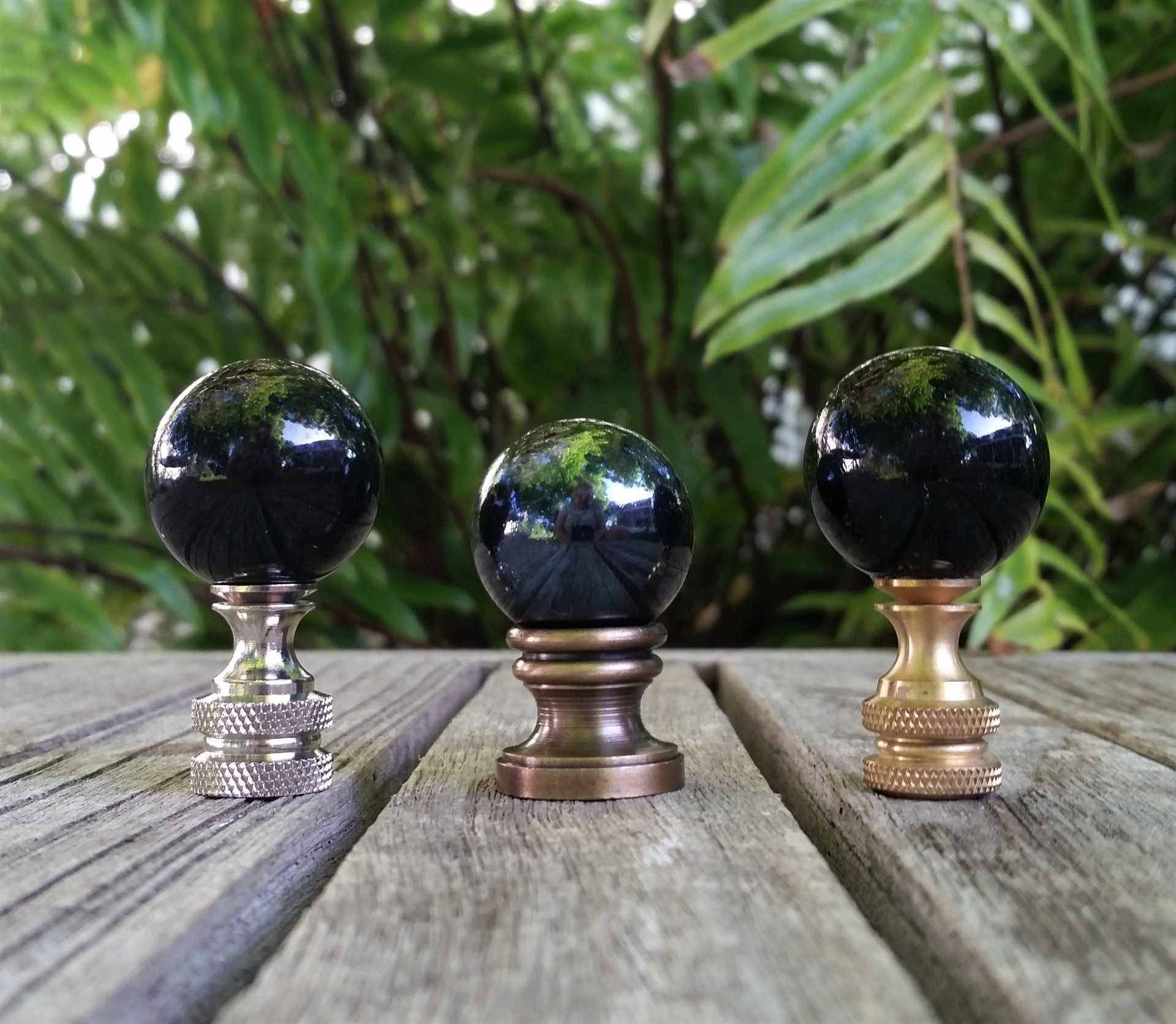 Black Lamp Finial, Glossy or Iridescent