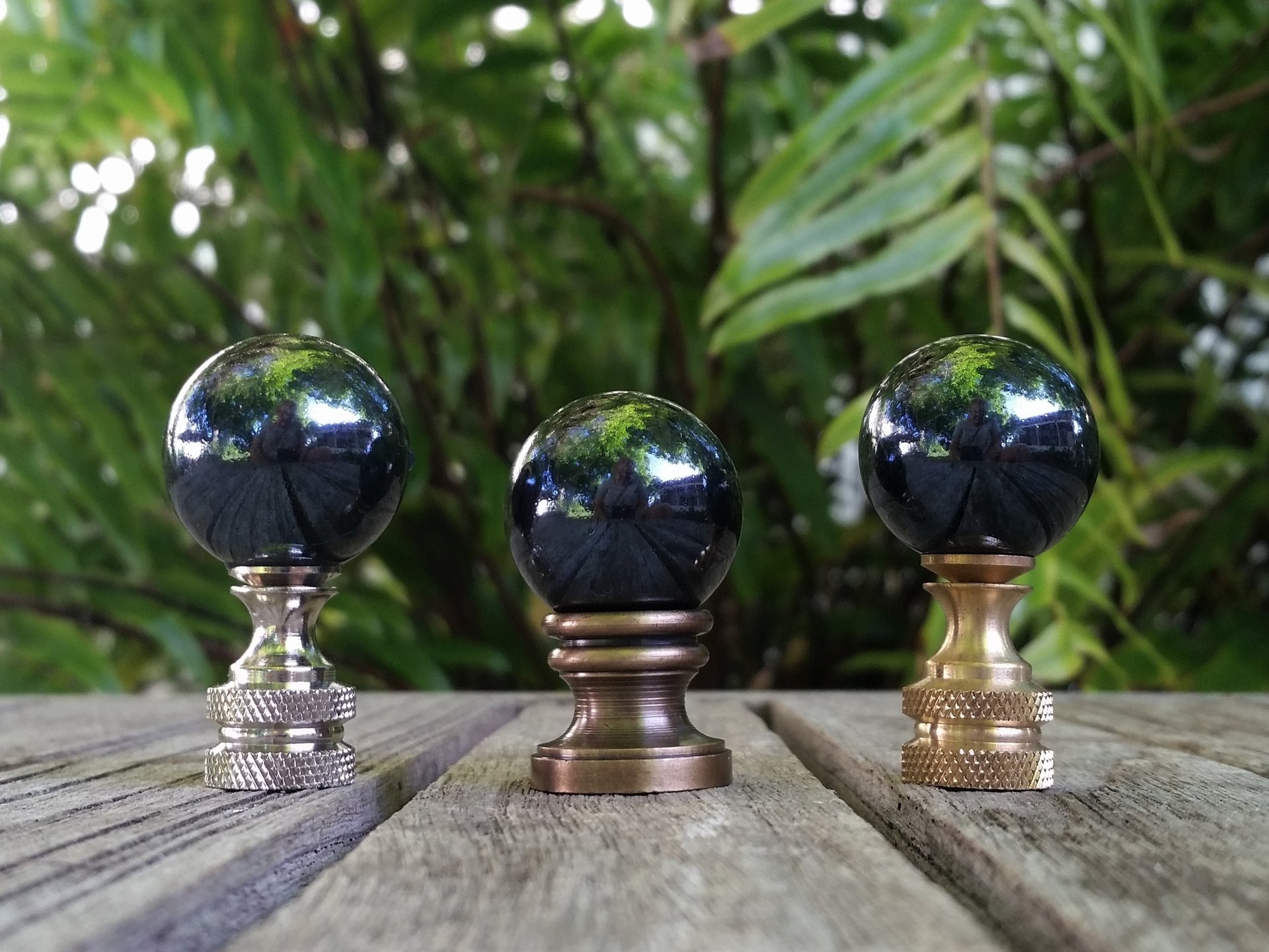 Black Lamp Finial, Glossy or Iridescent