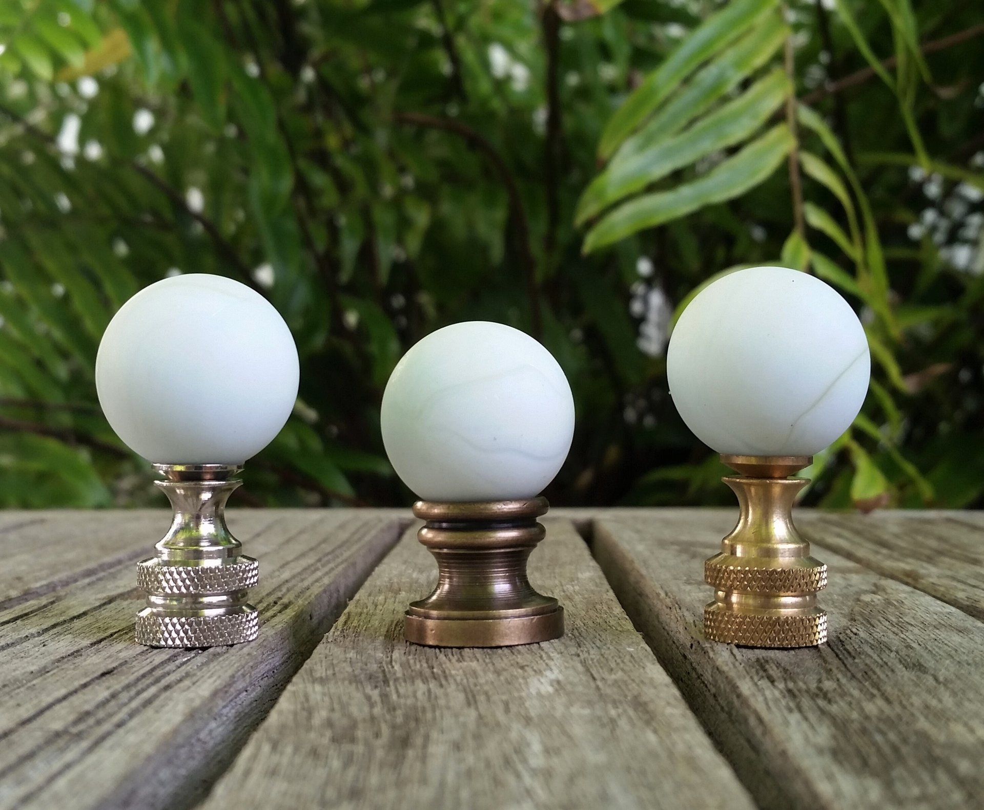 Opal White Lamp Finial, Shiny or Frosted Glass Marble