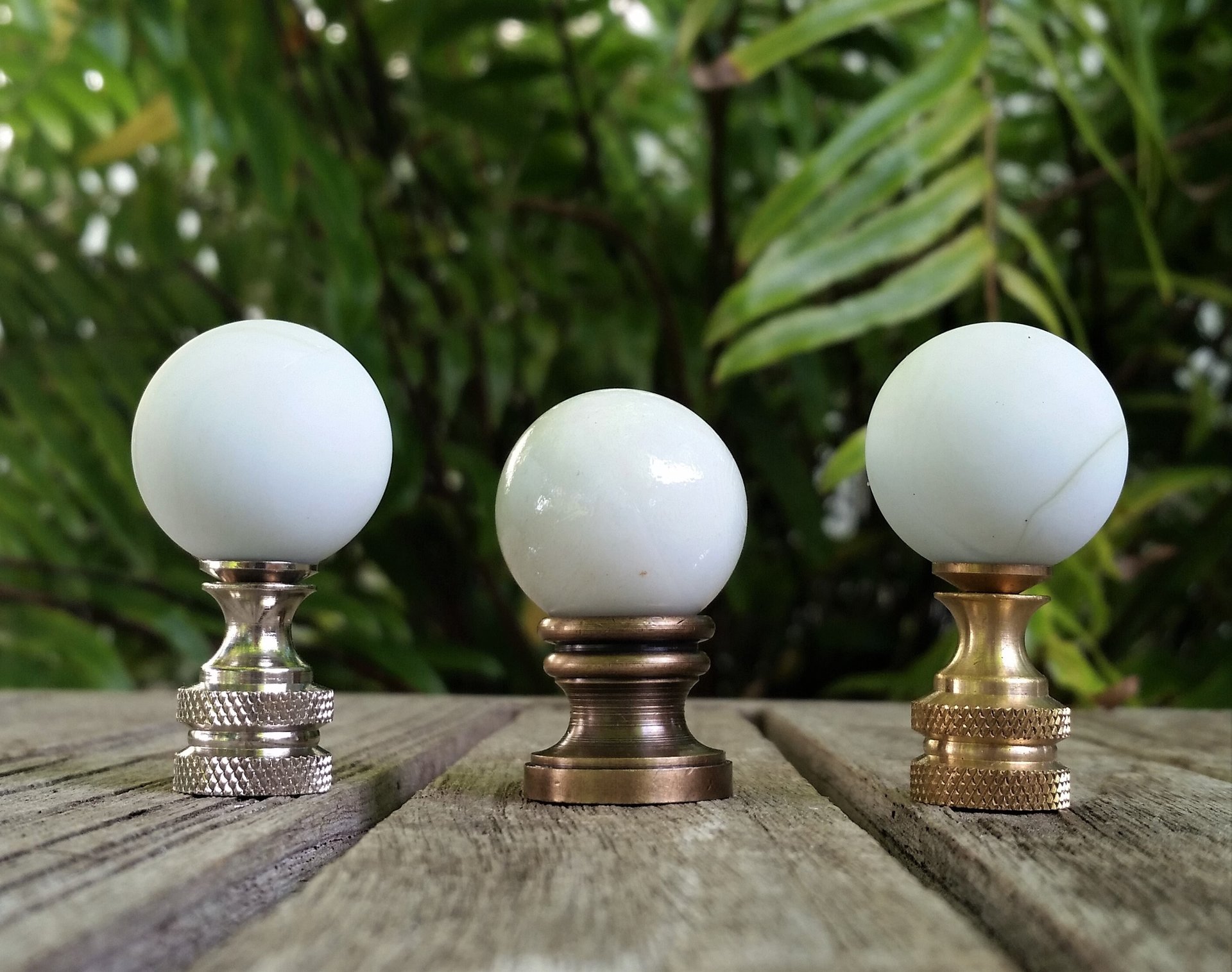 Opal White Lamp Finial, Shiny or Frosted Glass Marble