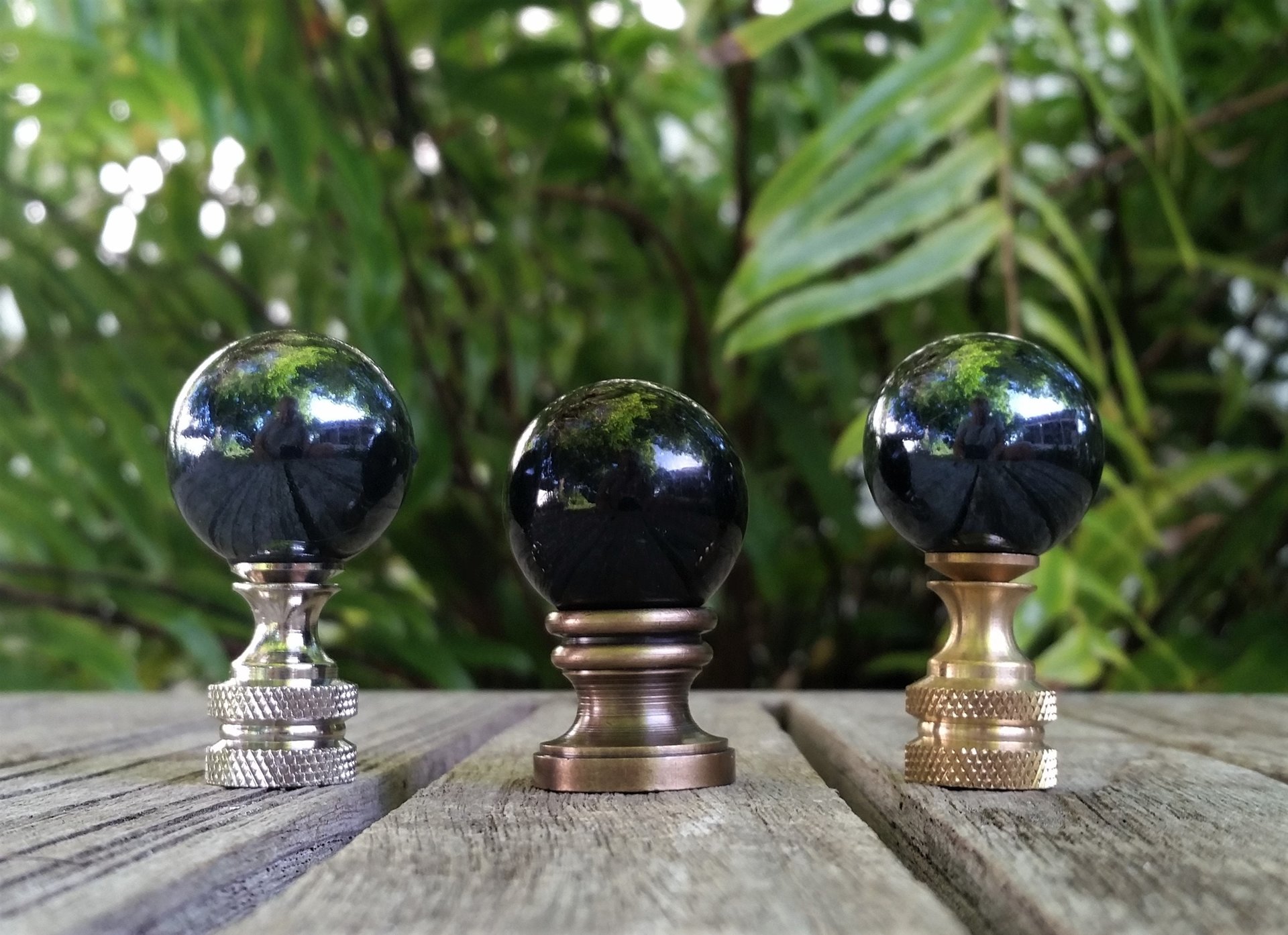 Black Lamp Finial, Glossy or Iridescent