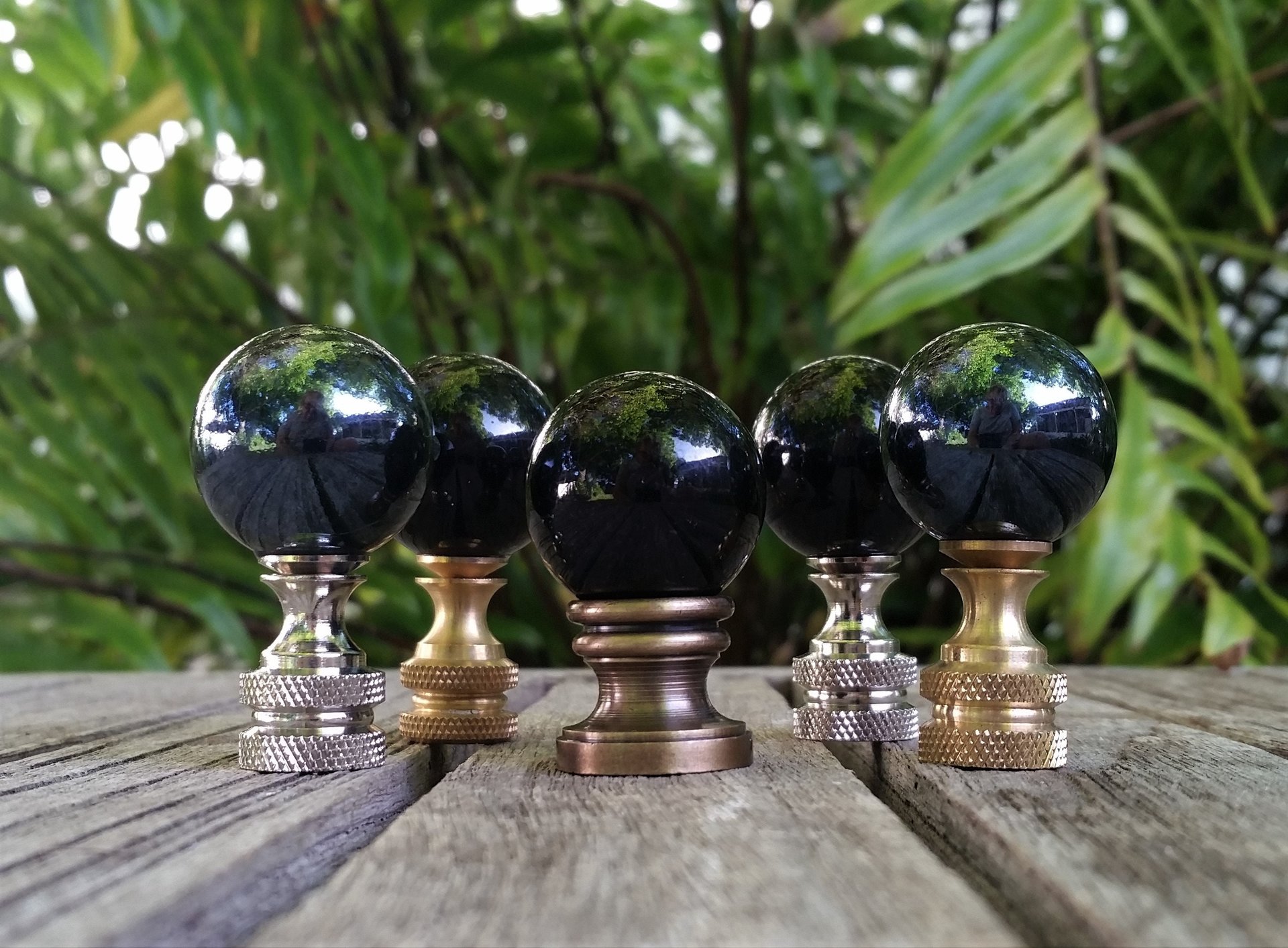 Black Lamp Finial, Glossy or Iridescent