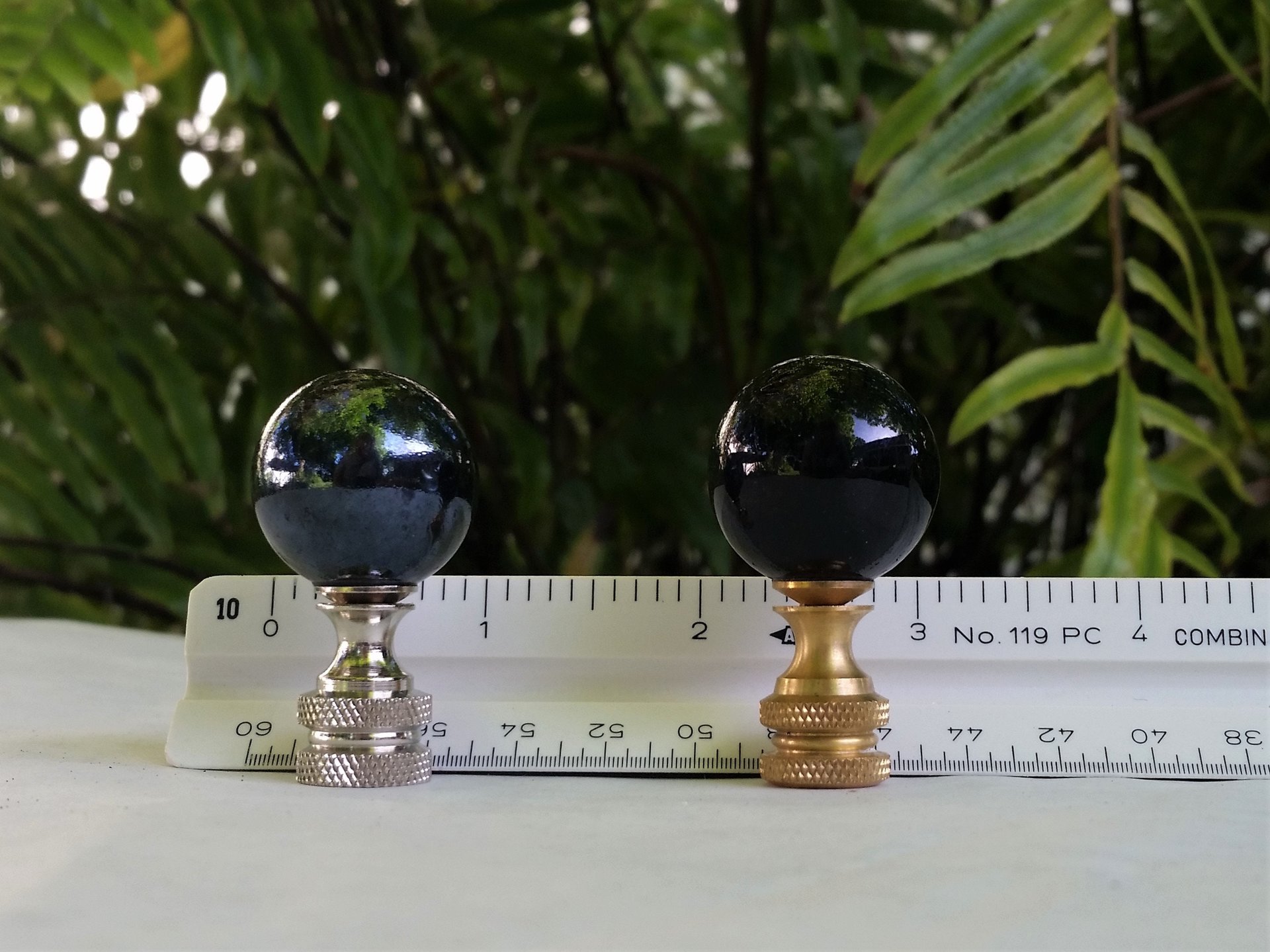 Black Lamp Finial, Glossy or Iridescent