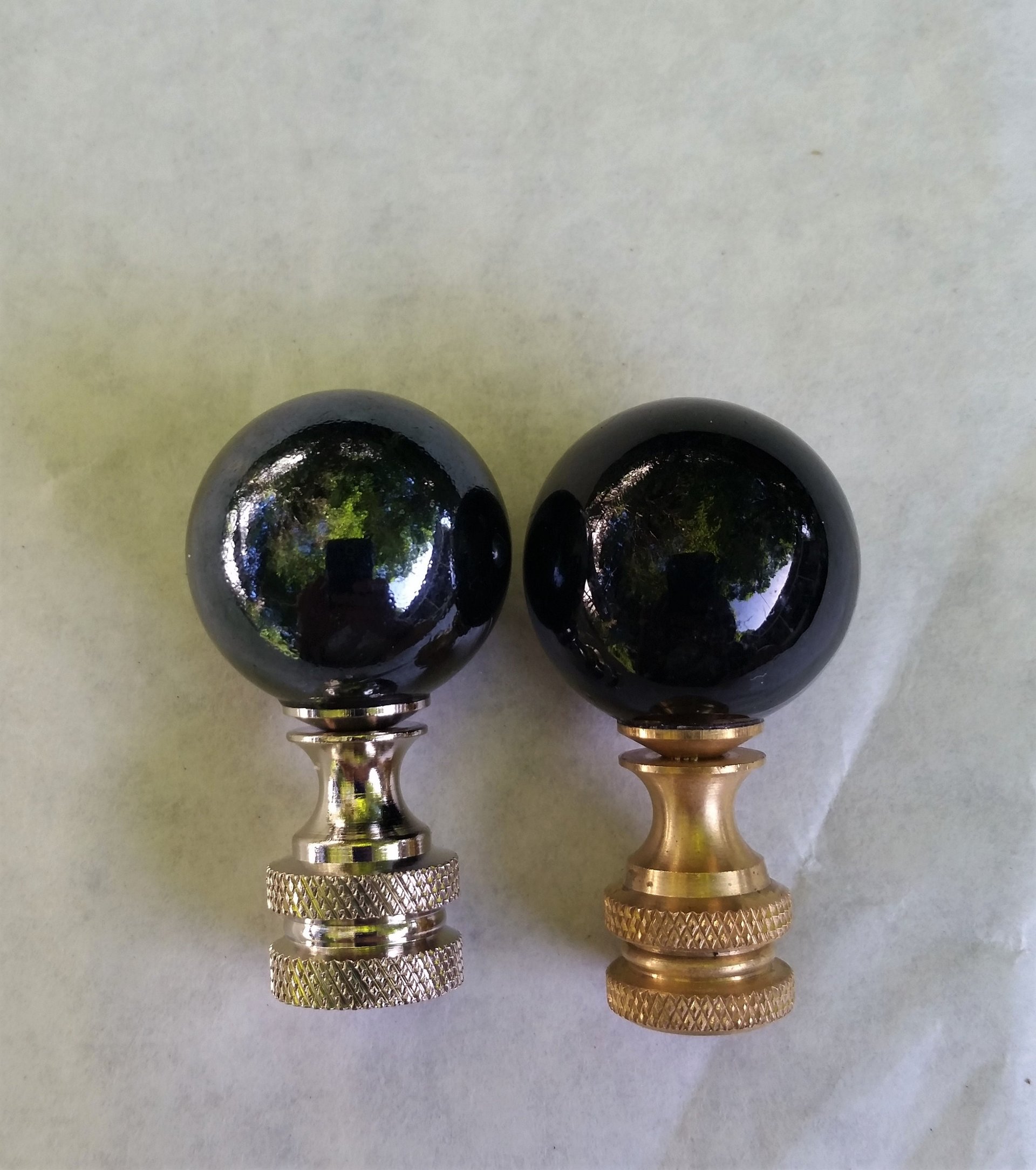 Black Lamp Finial, Glossy or Iridescent