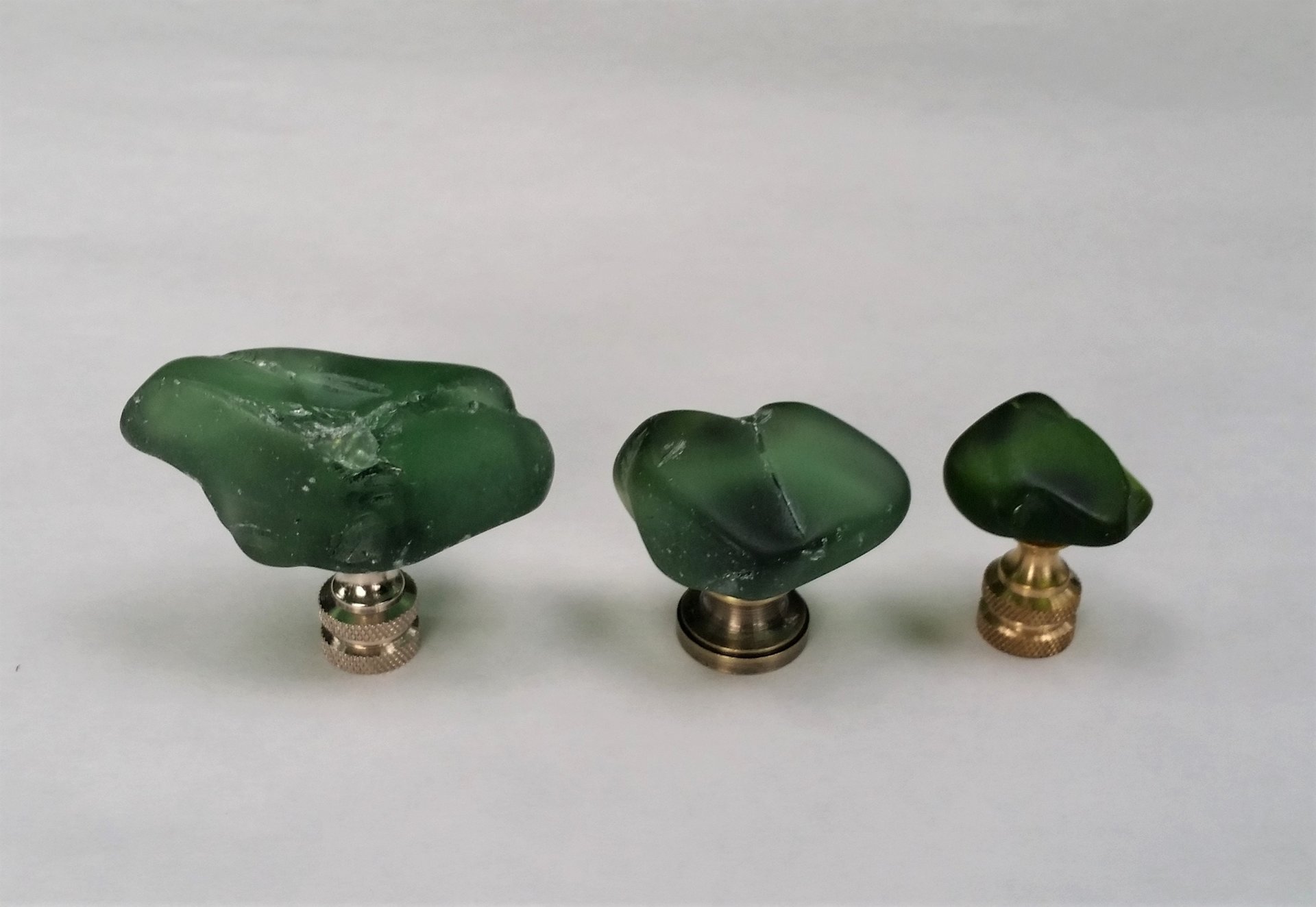 Sea Glass Lamp Finial, Dark Green