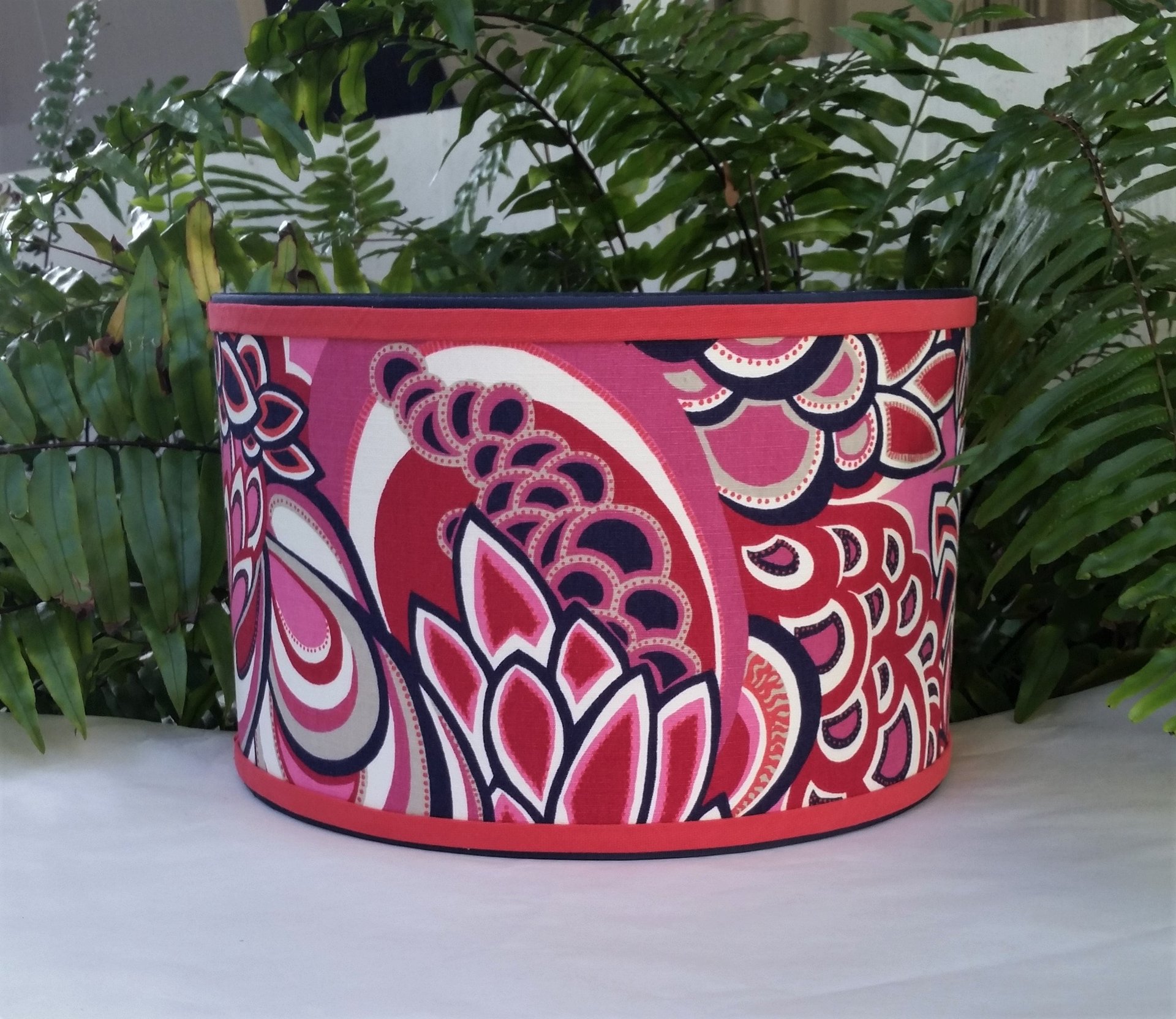 Hot Pink Navy Lampshade Duralee Fabric Drum Lamp Shade