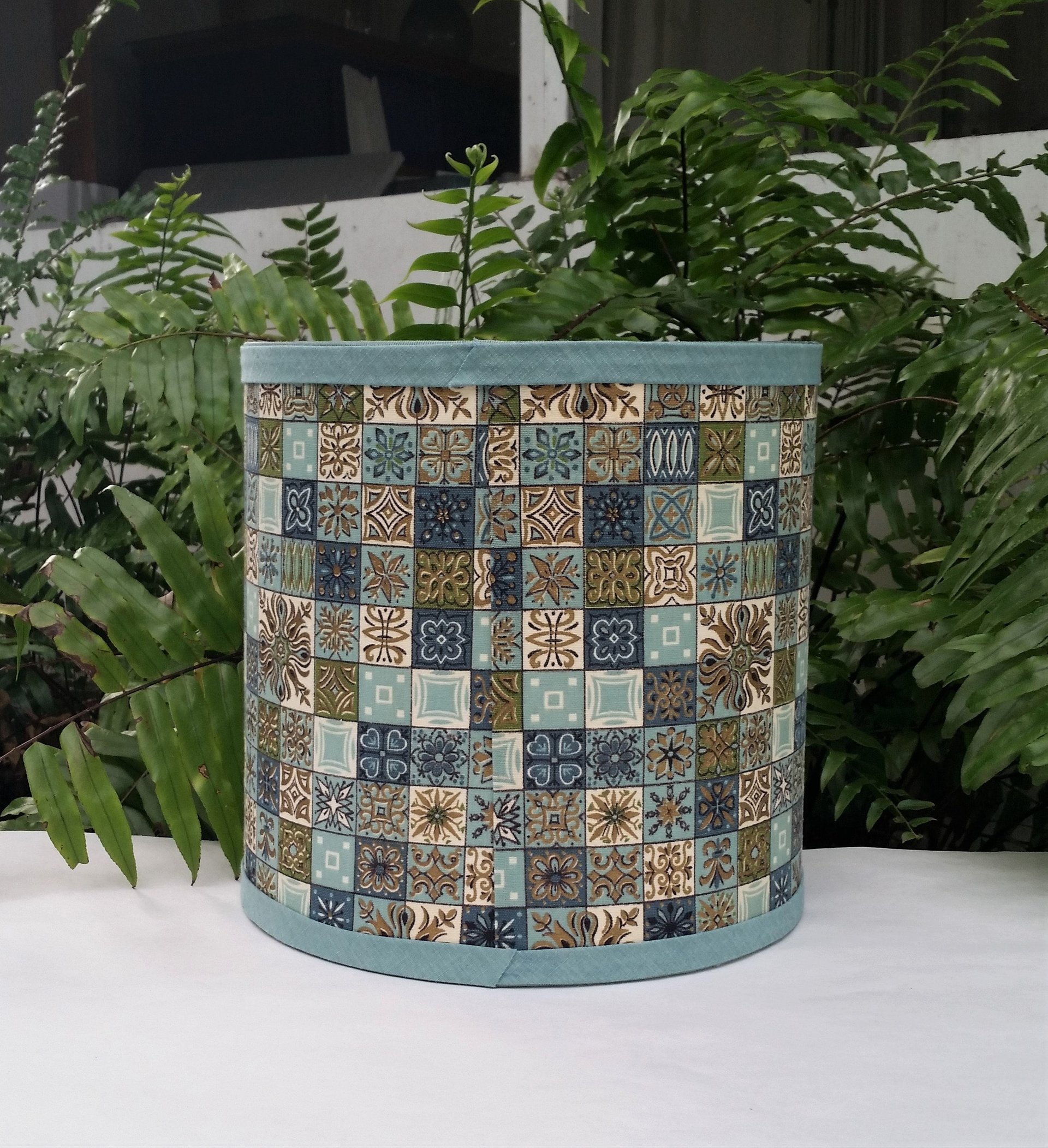 Mid Century Lampshade, Atomic Vintage Fabric Lamp Shade