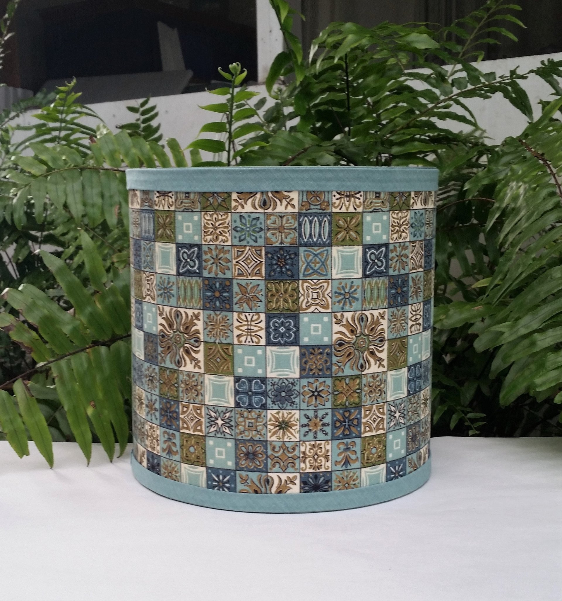 Mid Century Lampshade, Atomic Vintage Fabric Lamp Shade