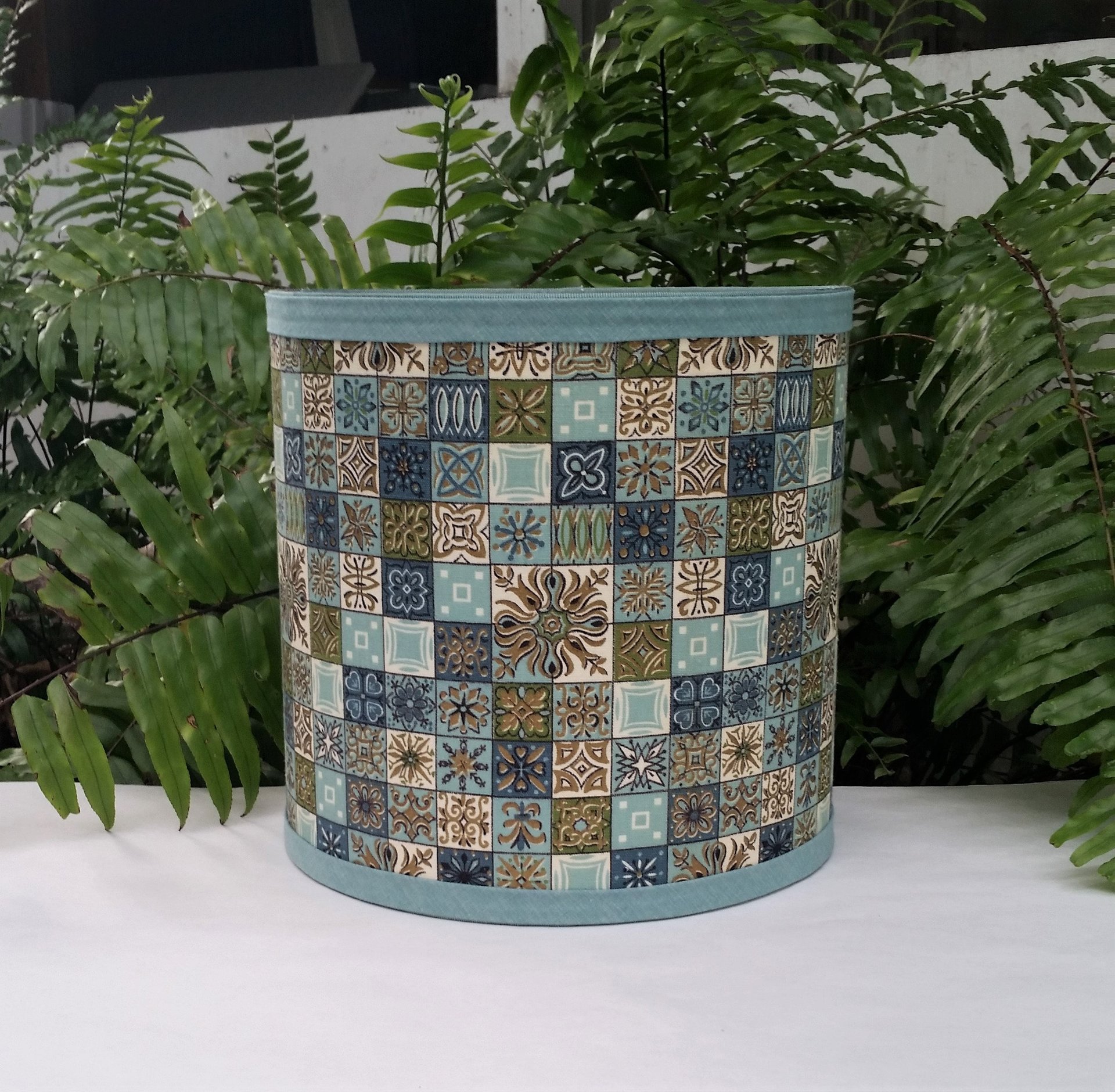 Mid Century Lampshade, Atomic Vintage Fabric Lamp Shade