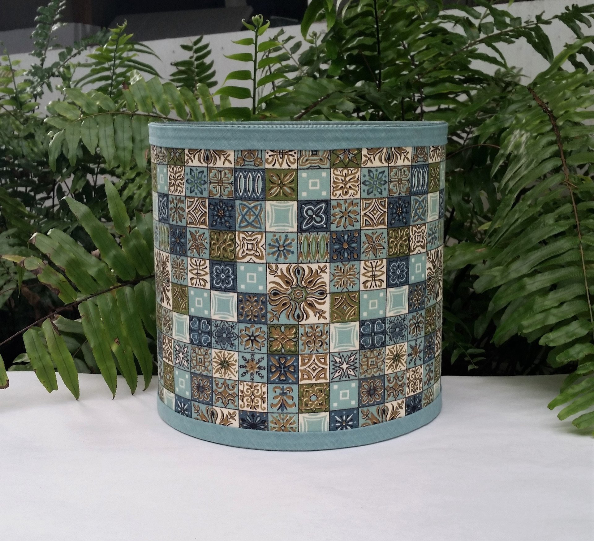 Mid Century Lampshade, Atomic Vintage Fabric Lamp Shade