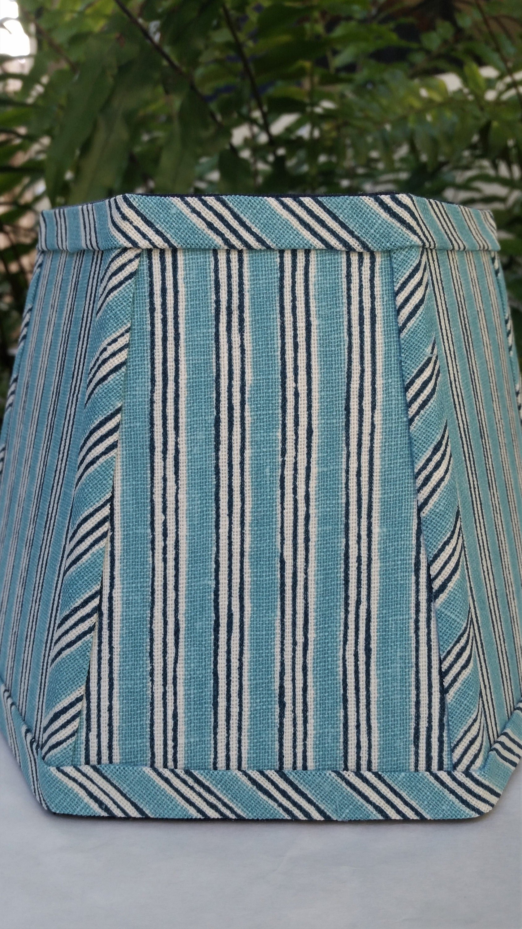 Aqua Indigo Stripe Lampshade, Clip On Lamp Shade
