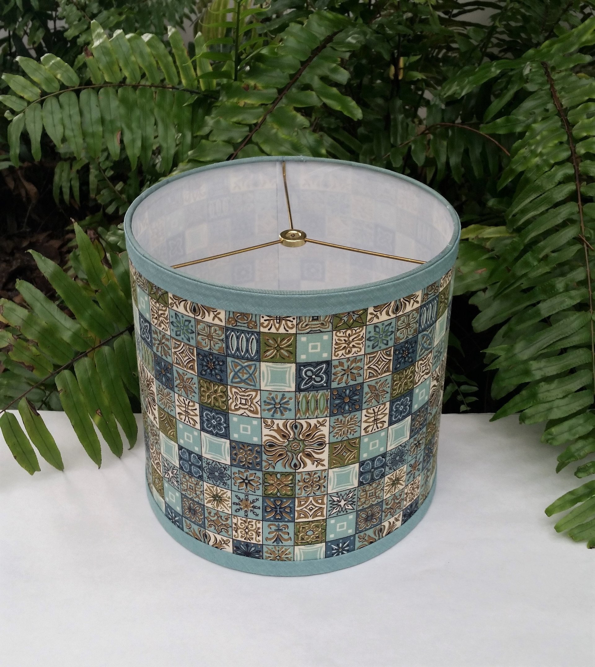 Mid Century Lampshade, Atomic Vintage Fabric Lamp Shade