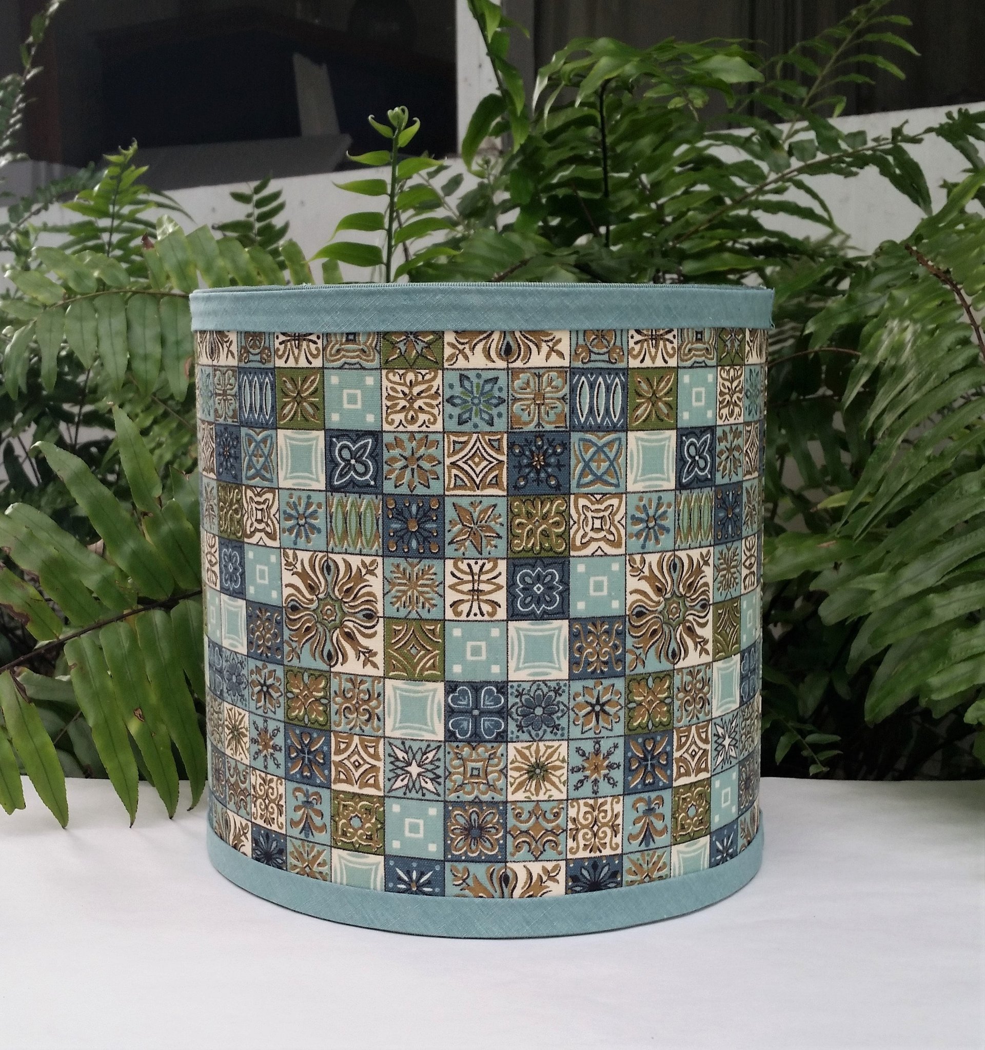 Mid Century Lampshade, Atomic Vintage Fabric Lamp Shade