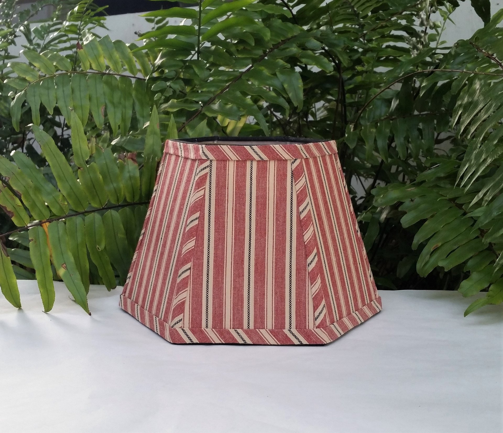 Lampshade Red Beige Black Stripe Hexagon Clip On Lampshade