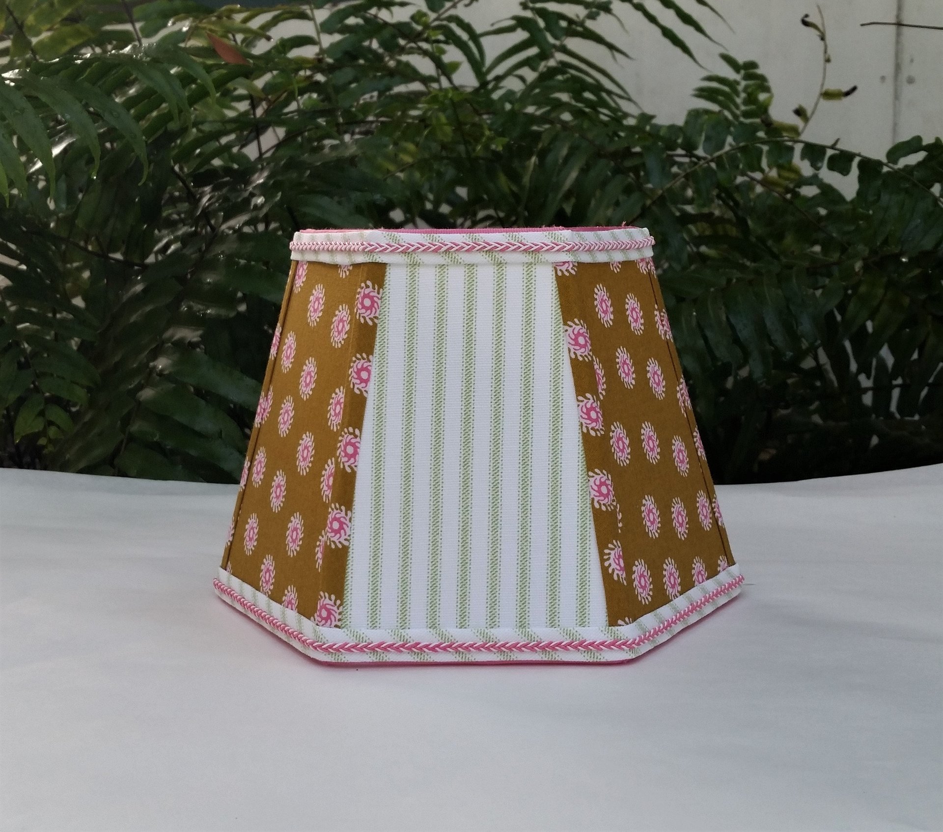 Lampshade, Mustard Brown, Hot Pink, Lime Green Clip On Lamp Shade