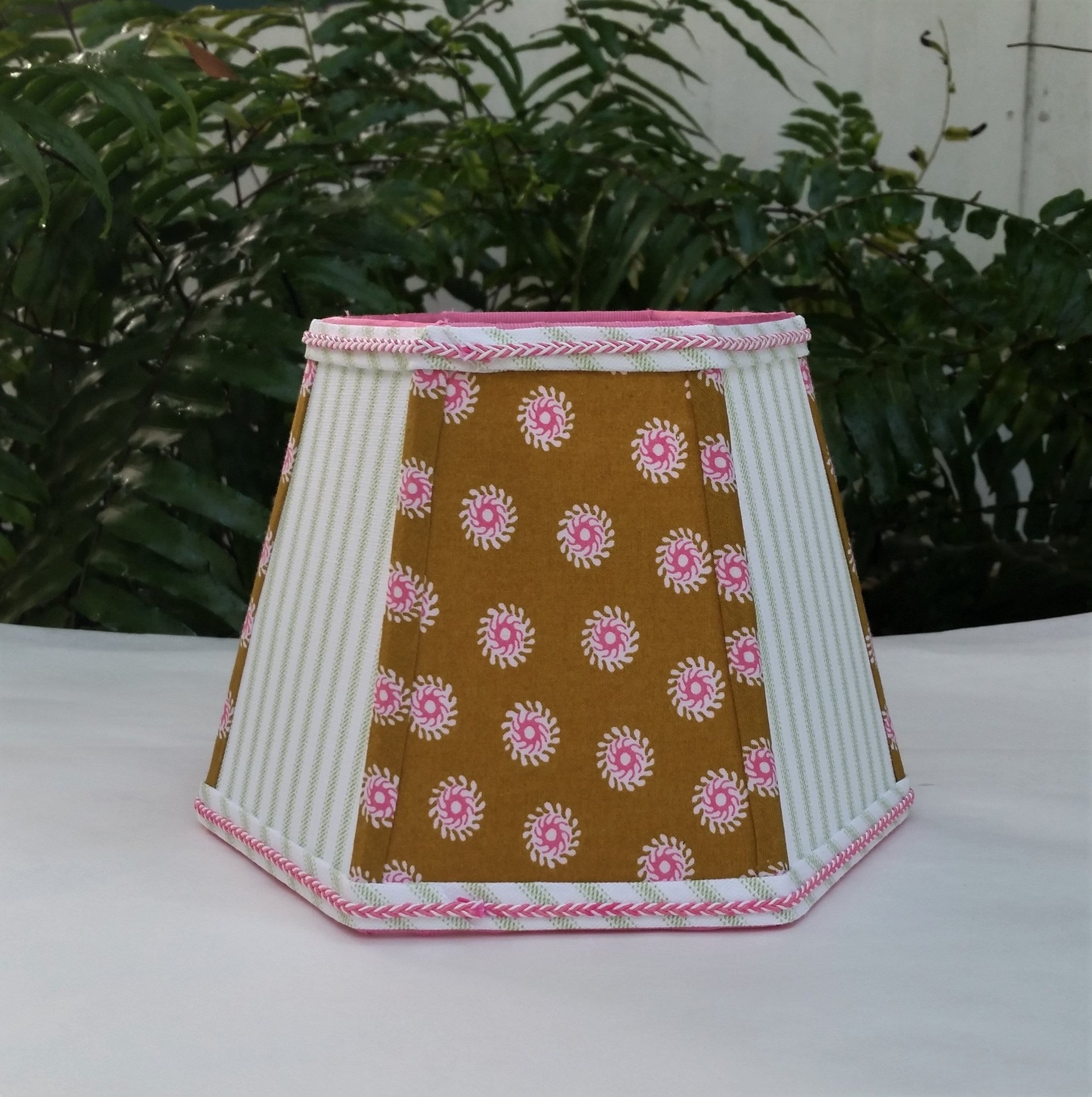 Lampshade, Mustard Brown, Hot Pink, Lime Green Clip On Lamp Shade