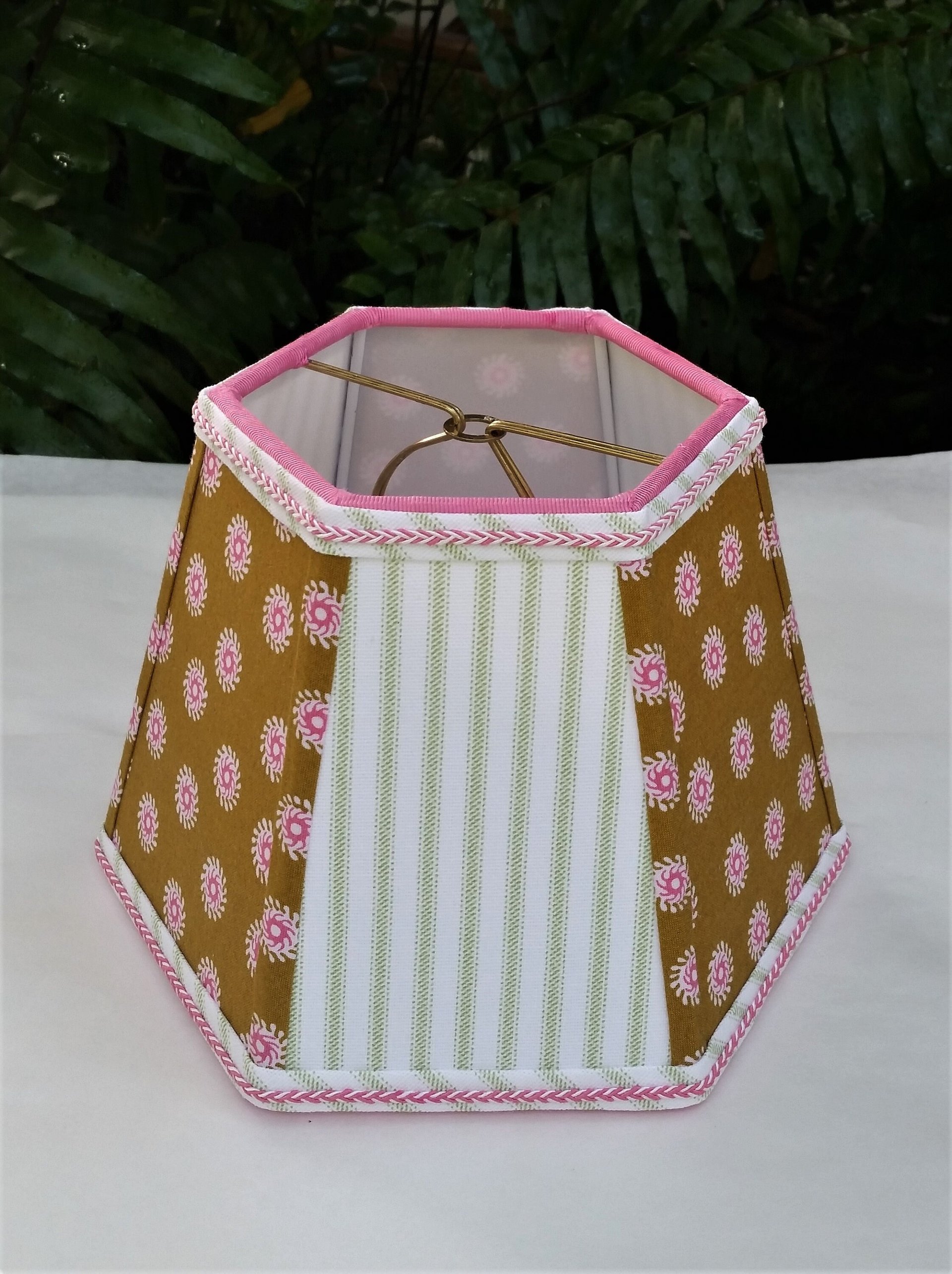 Lampshade, Mustard Brown, Hot Pink, Lime Green Clip On Lamp Shade