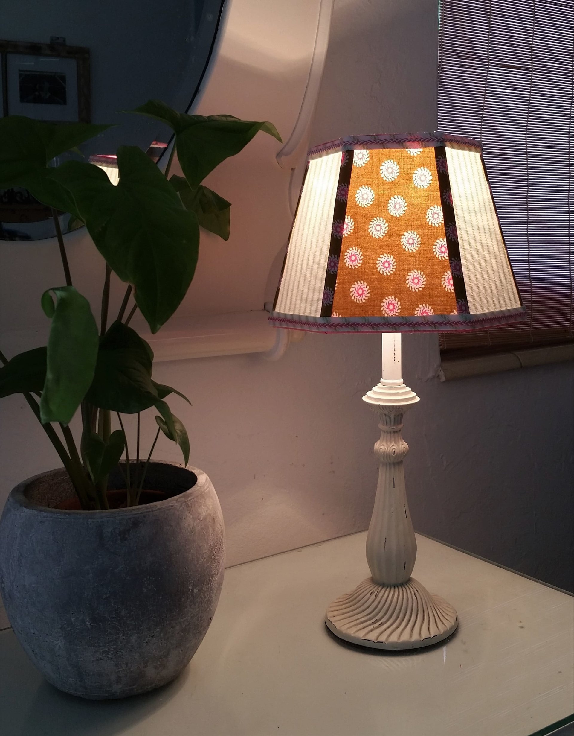 Lampshade, Mustard Brown, Hot Pink, Lime Green Clip On Lamp Shade