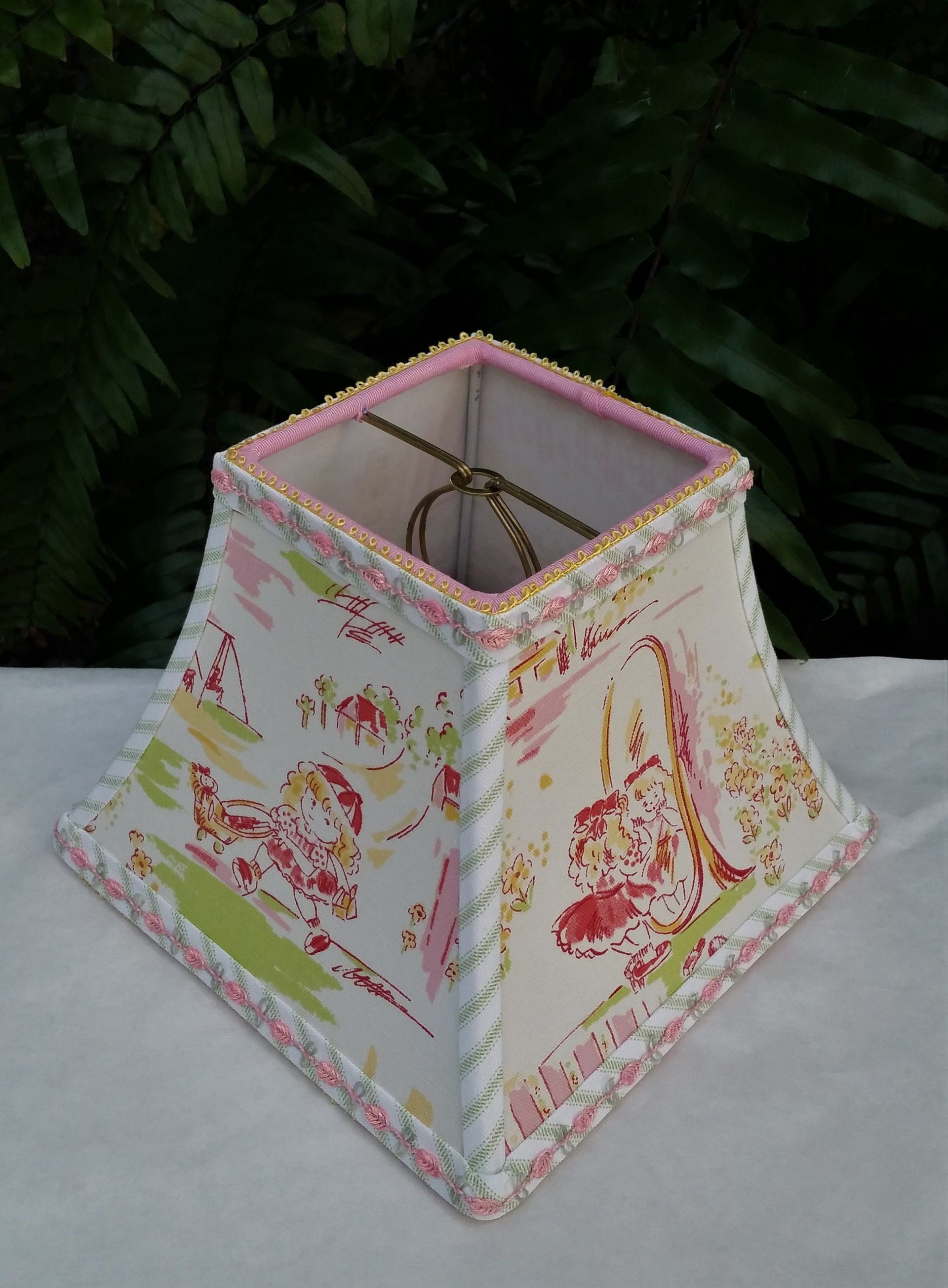 Pink Girl Lamp Shade, Square Bell, Clip On