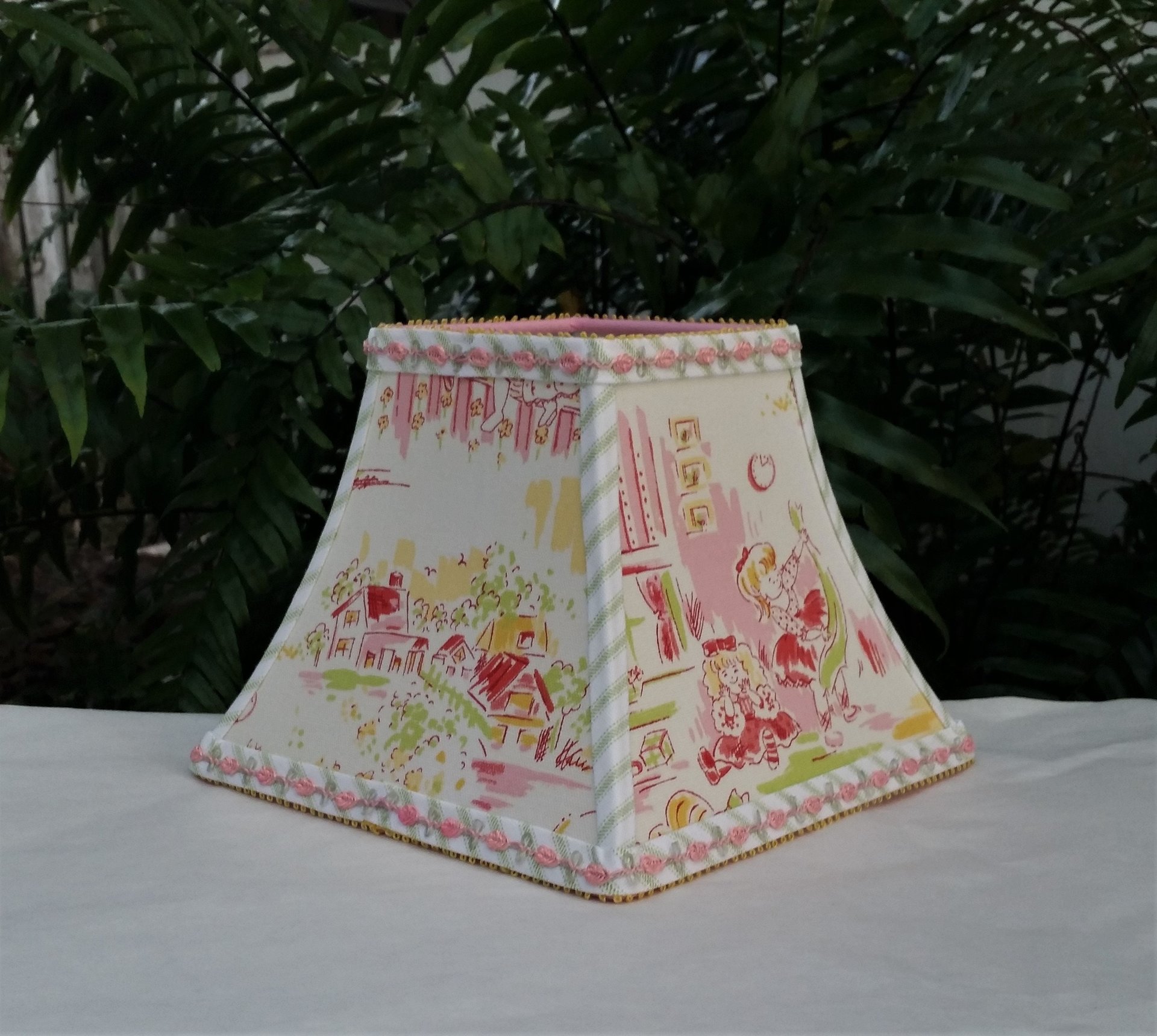 Pink Girl Lamp Shade, Square Bell, Clip On