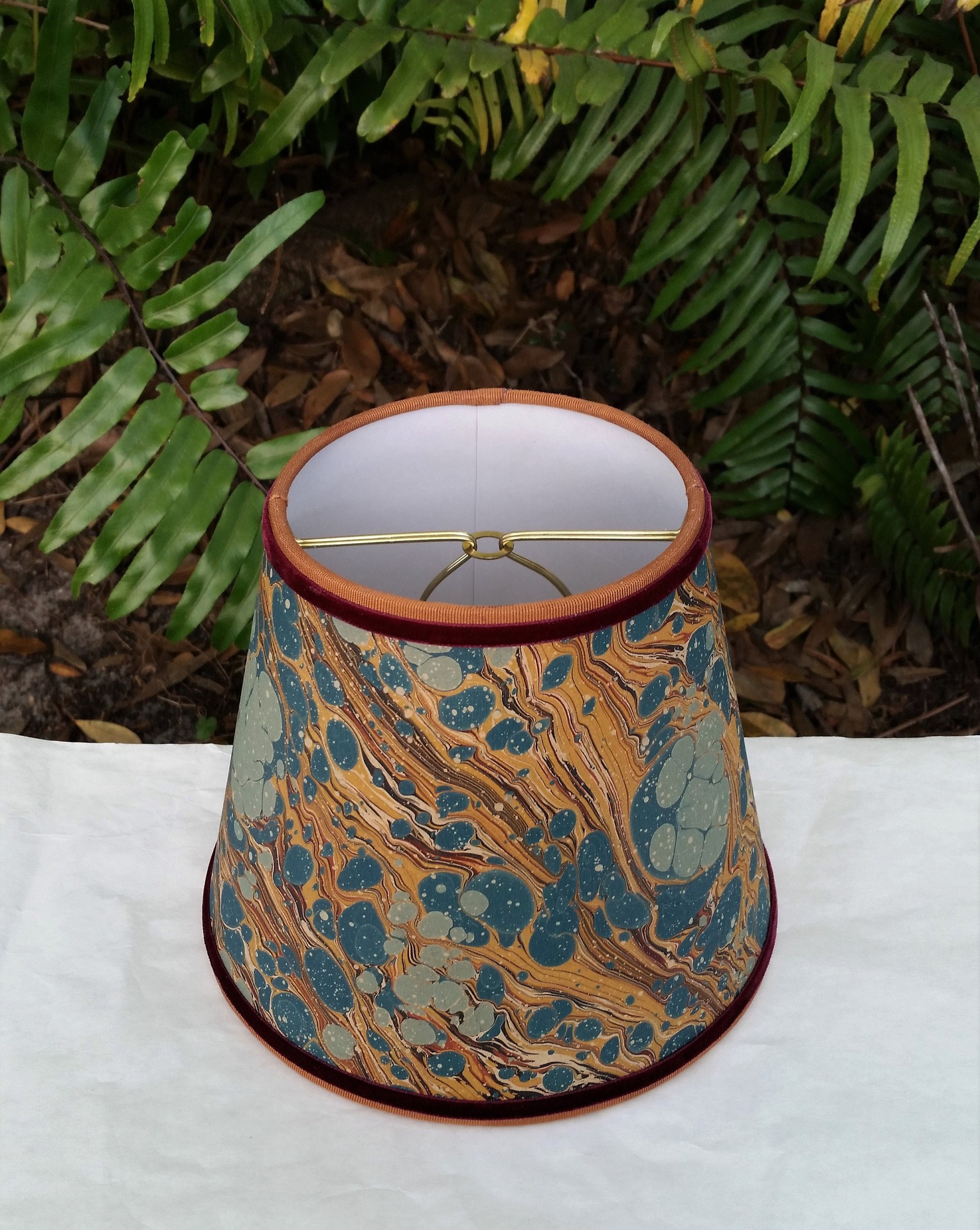 Marbled Paper Lampshade Clip On Table Lamp