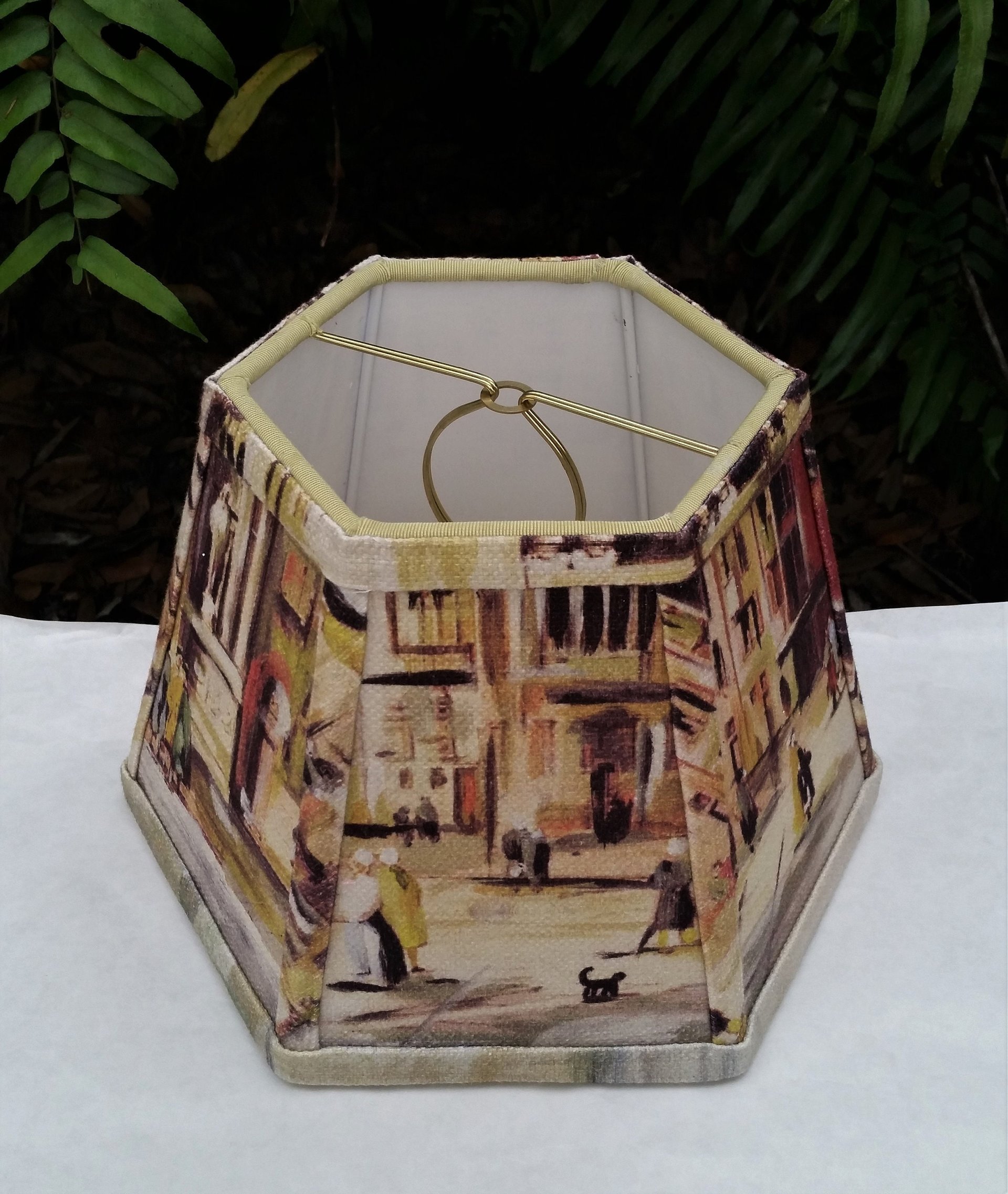 Venice Painting Lamp Shade Hexagon, Table Lamp