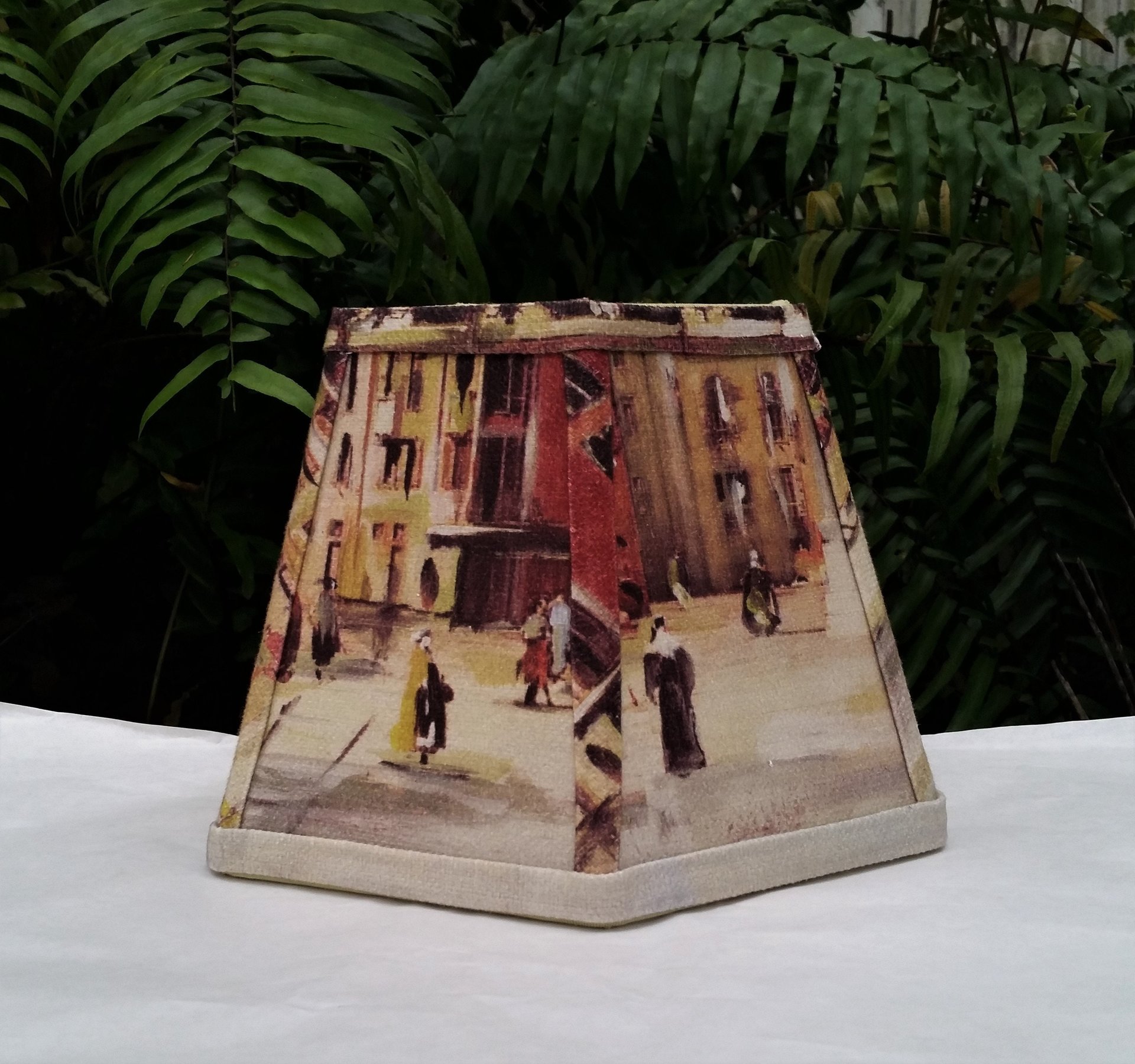 Venice Painting Lamp Shade Hexagon, Table Lamp