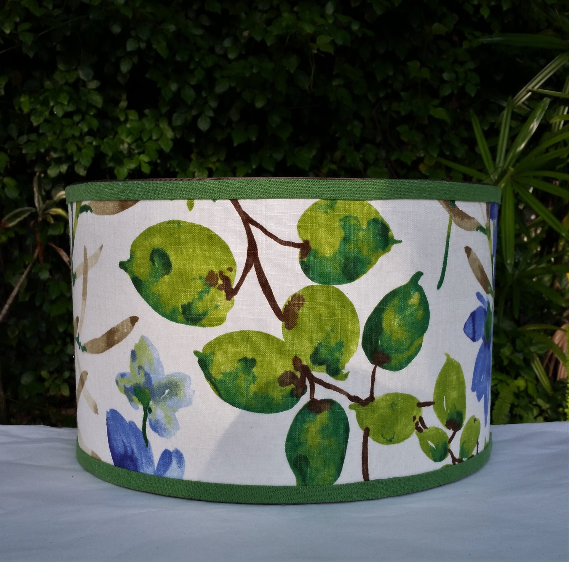 Floral Lampshade, Cobalt Blue, Lime Green Lamp Shade
