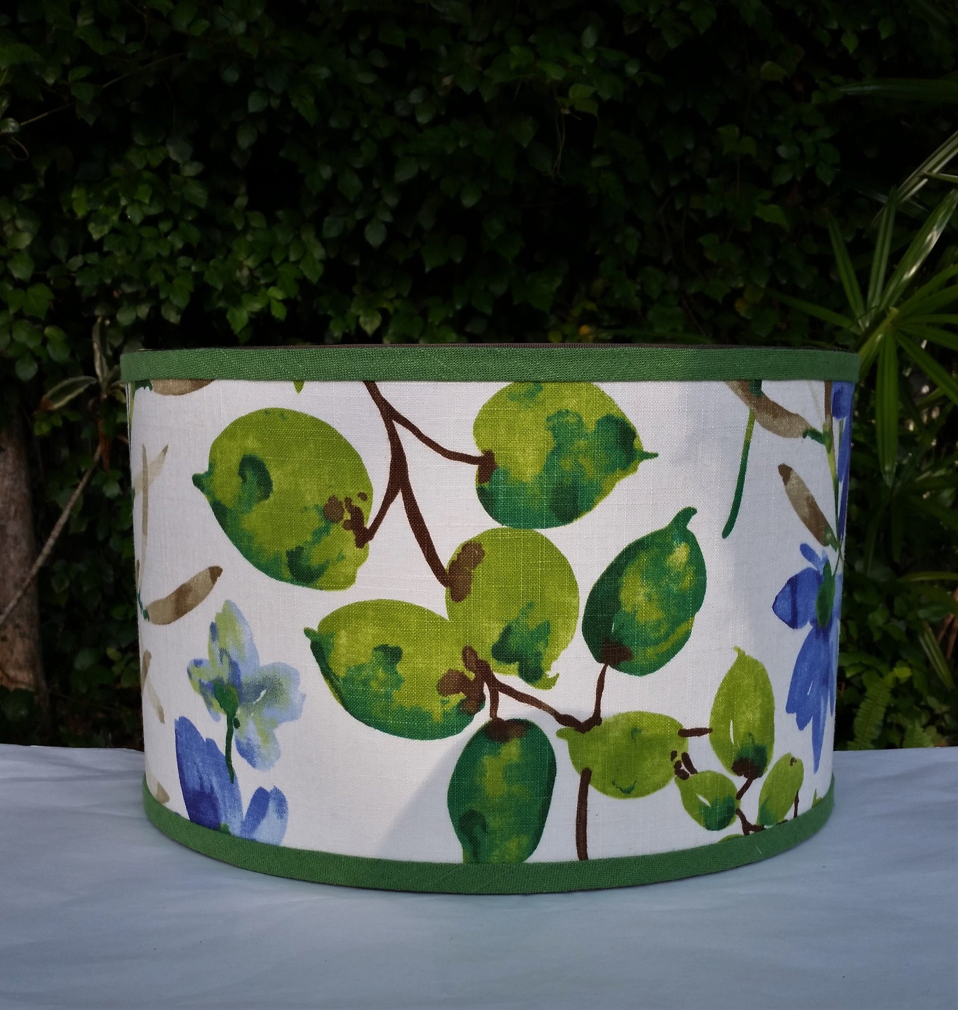 Floral Lampshade, Cobalt Blue, Lime Green Lamp Shade