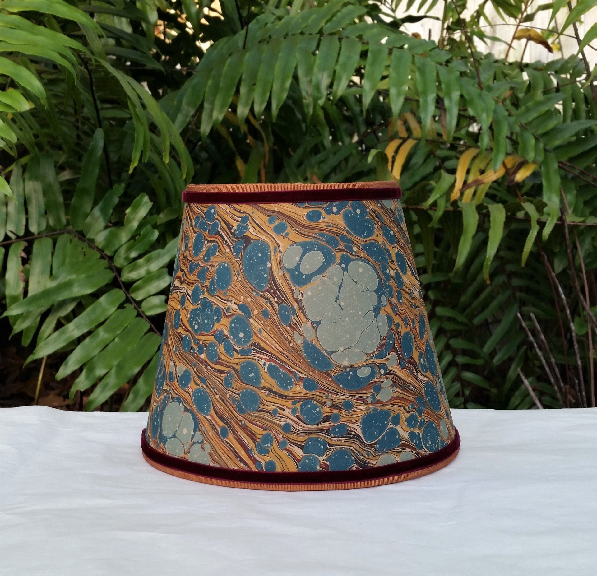 Marbled Paper Lampshade Clip On Table Lamp