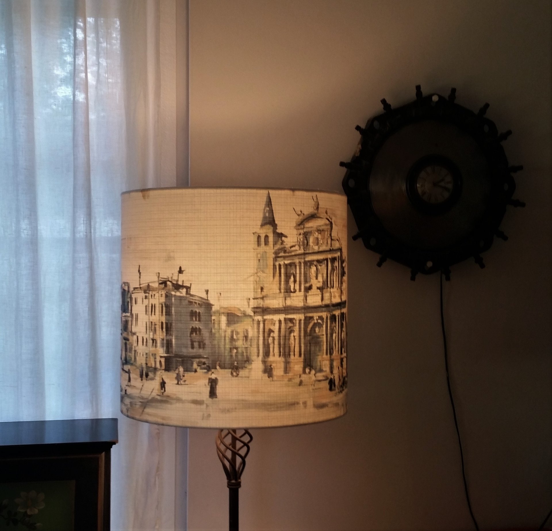 Large Drum Lampshade, Venice Painting Lamp Shade