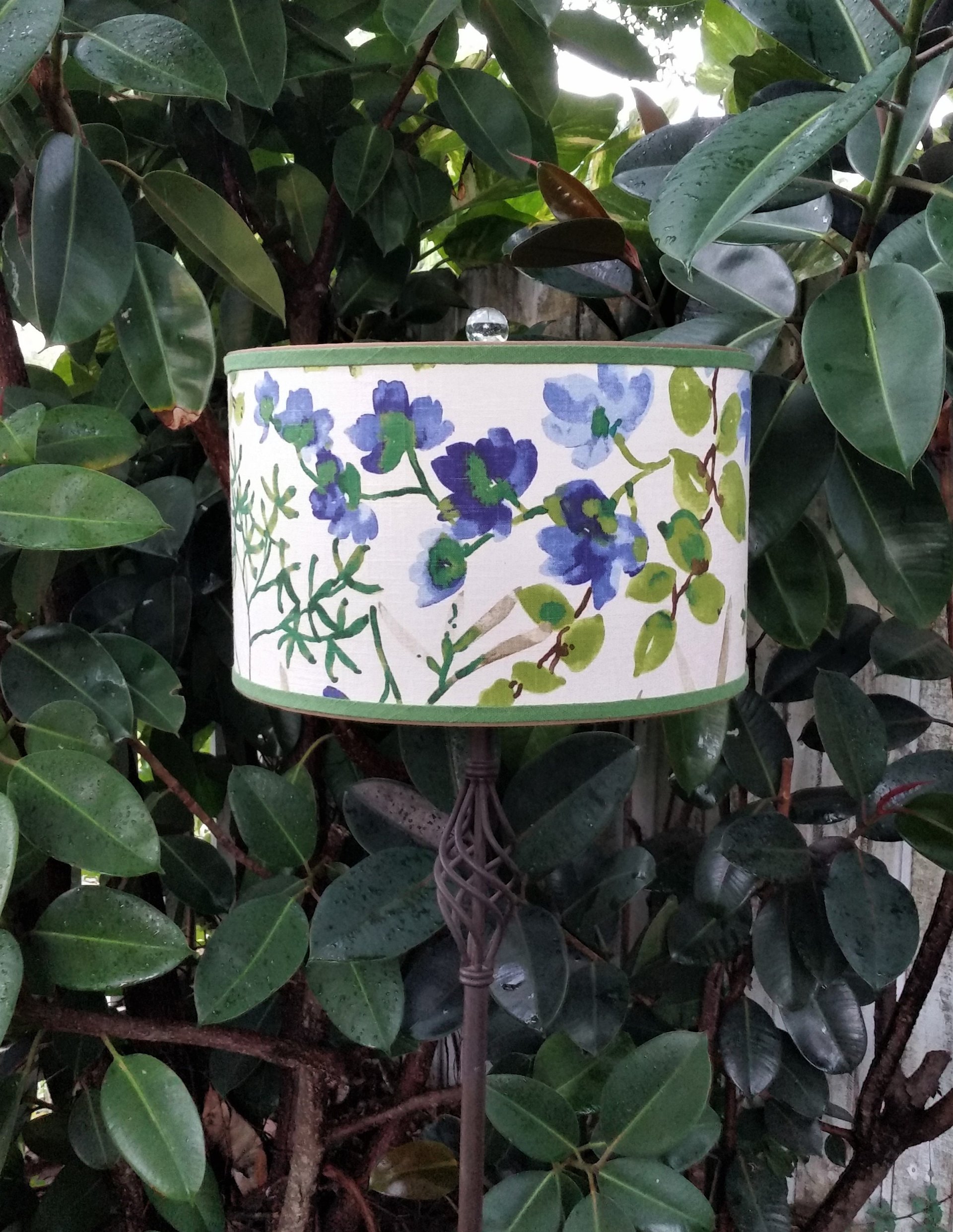 Floral Lampshade, Cobalt Blue, Lime Green Lamp Shade