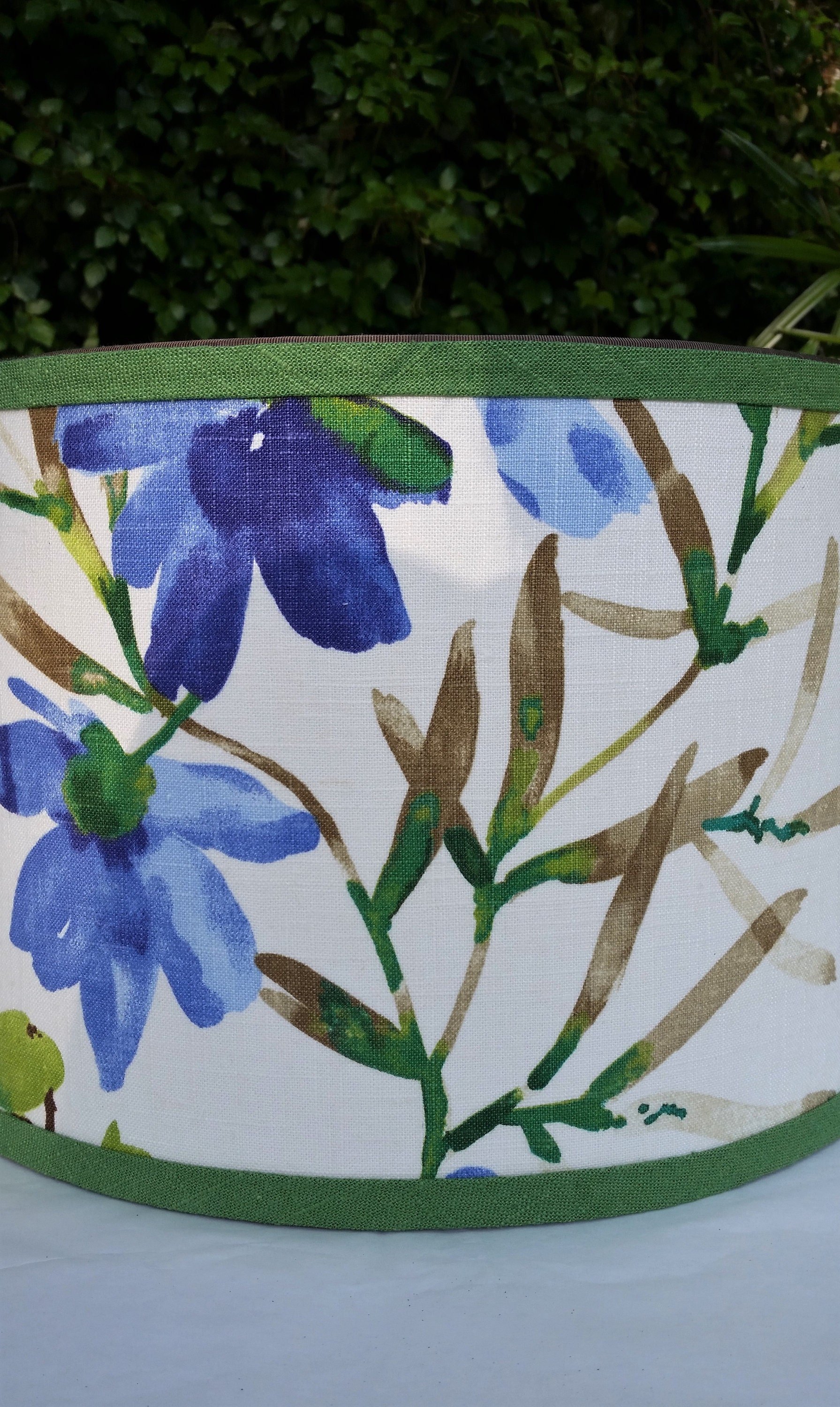Floral Lampshade, Cobalt Blue, Lime Green Lamp Shade