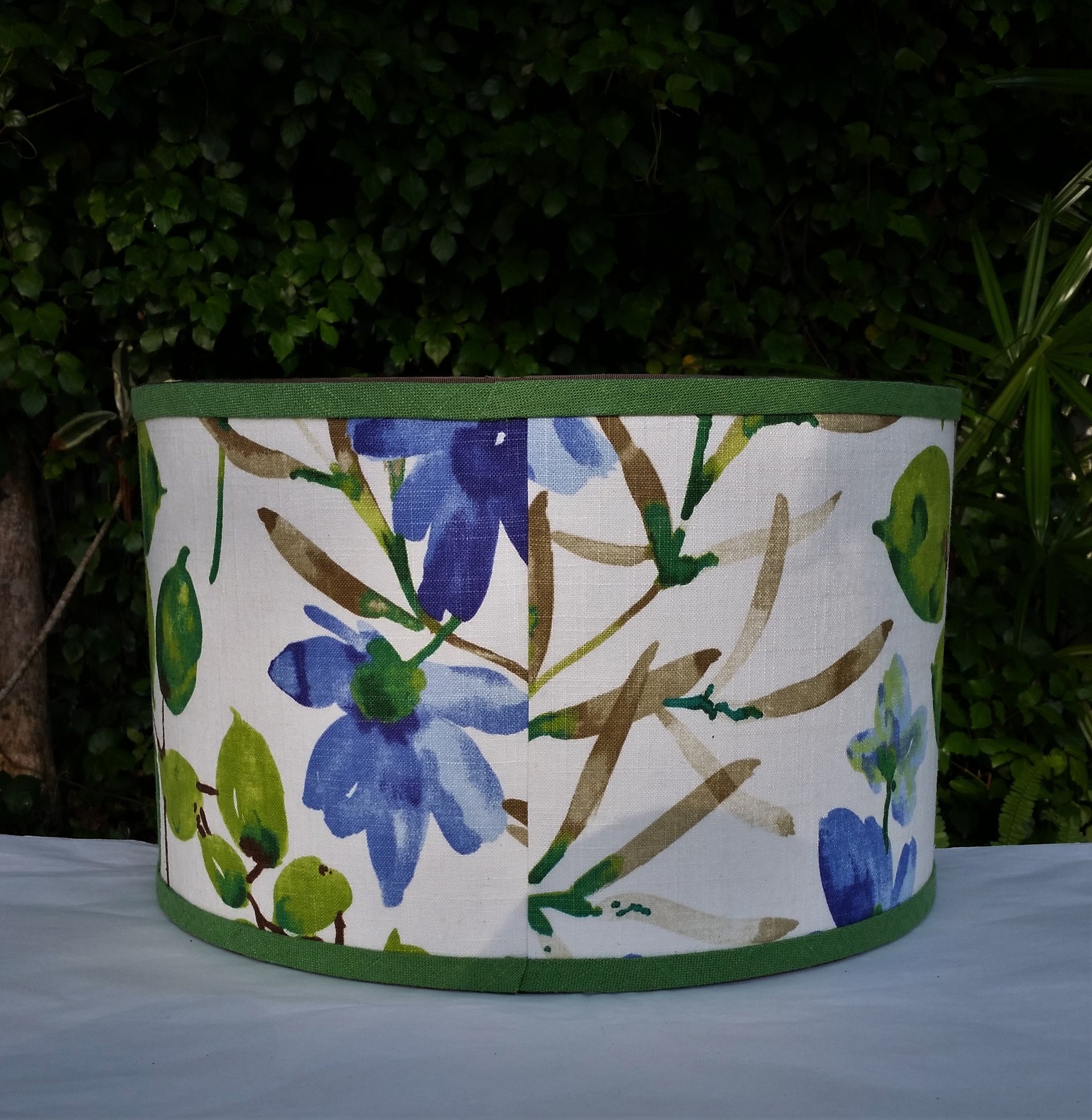 Floral Lampshade, Cobalt Blue, Lime Green Lamp Shade