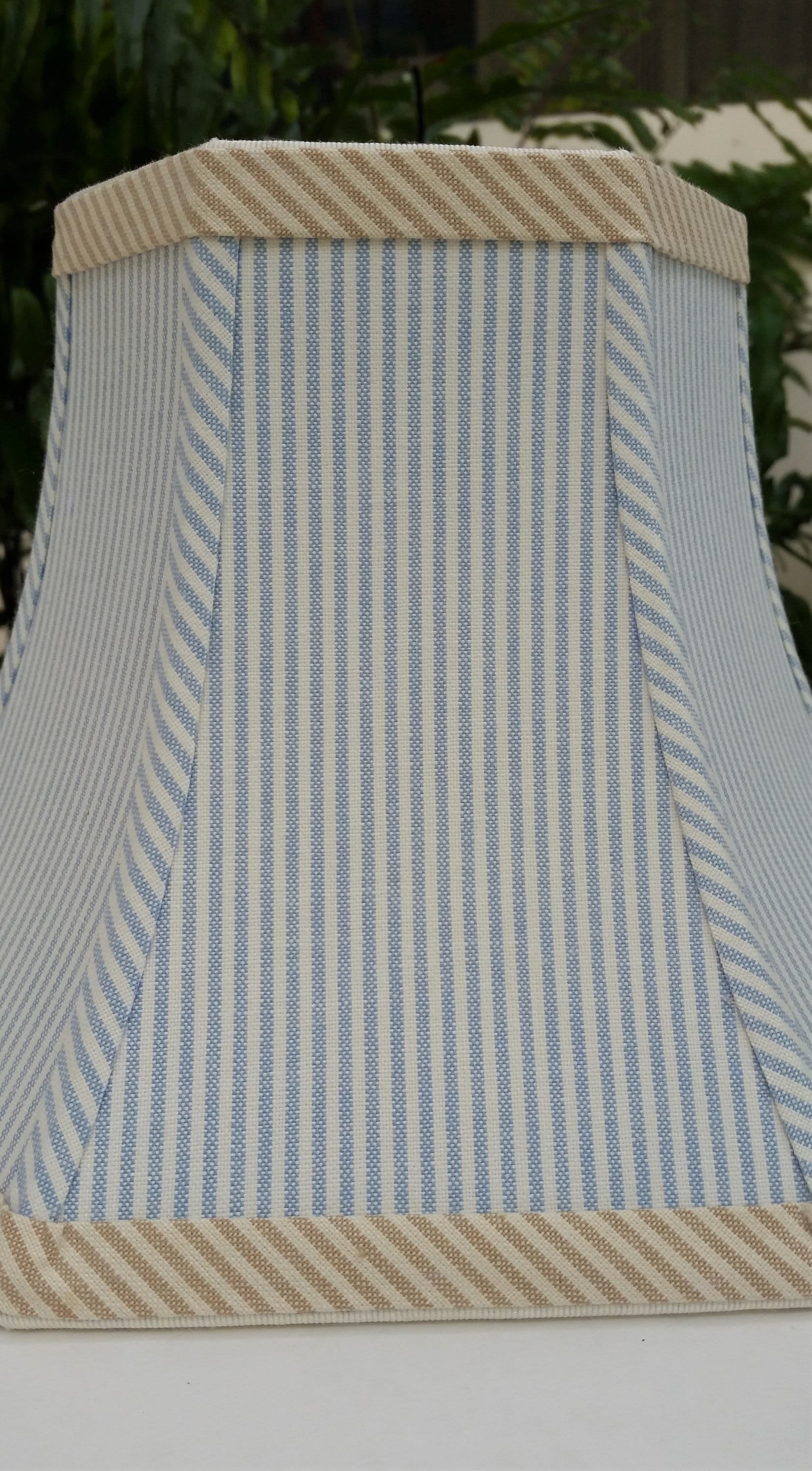 Cornflower Blue Ticking Swing Arm Lampshade, Hexagon Lamp Shade