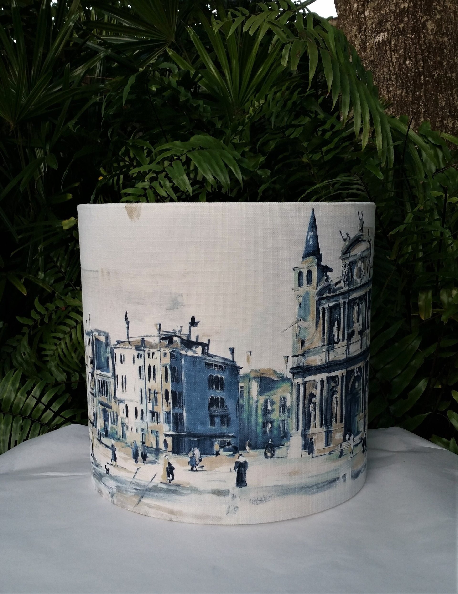 Large Drum Lampshade, Venice Painting Lamp Shade