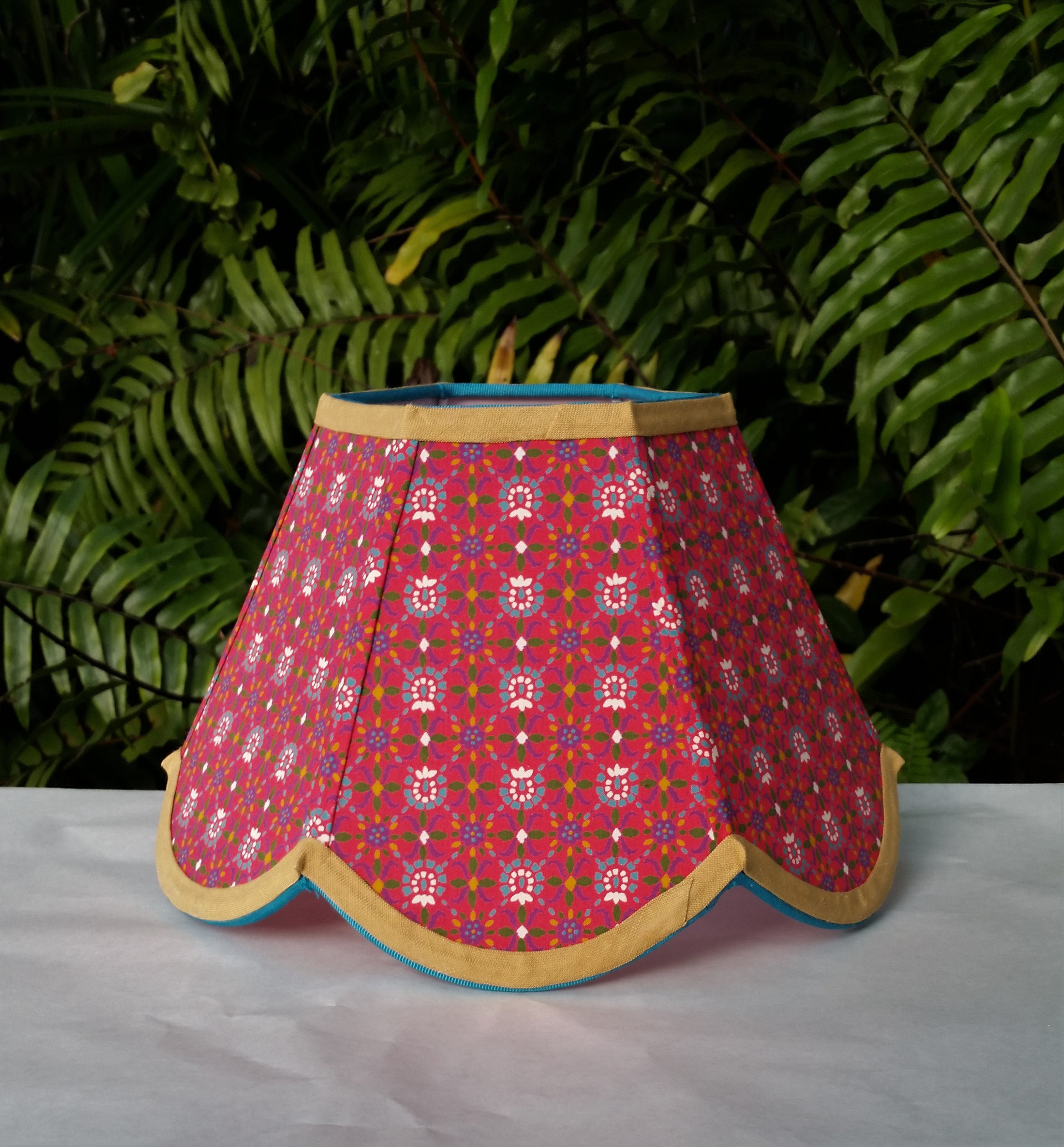 Coral Pink Clip On Lampshade, Scallop Lamp Shade