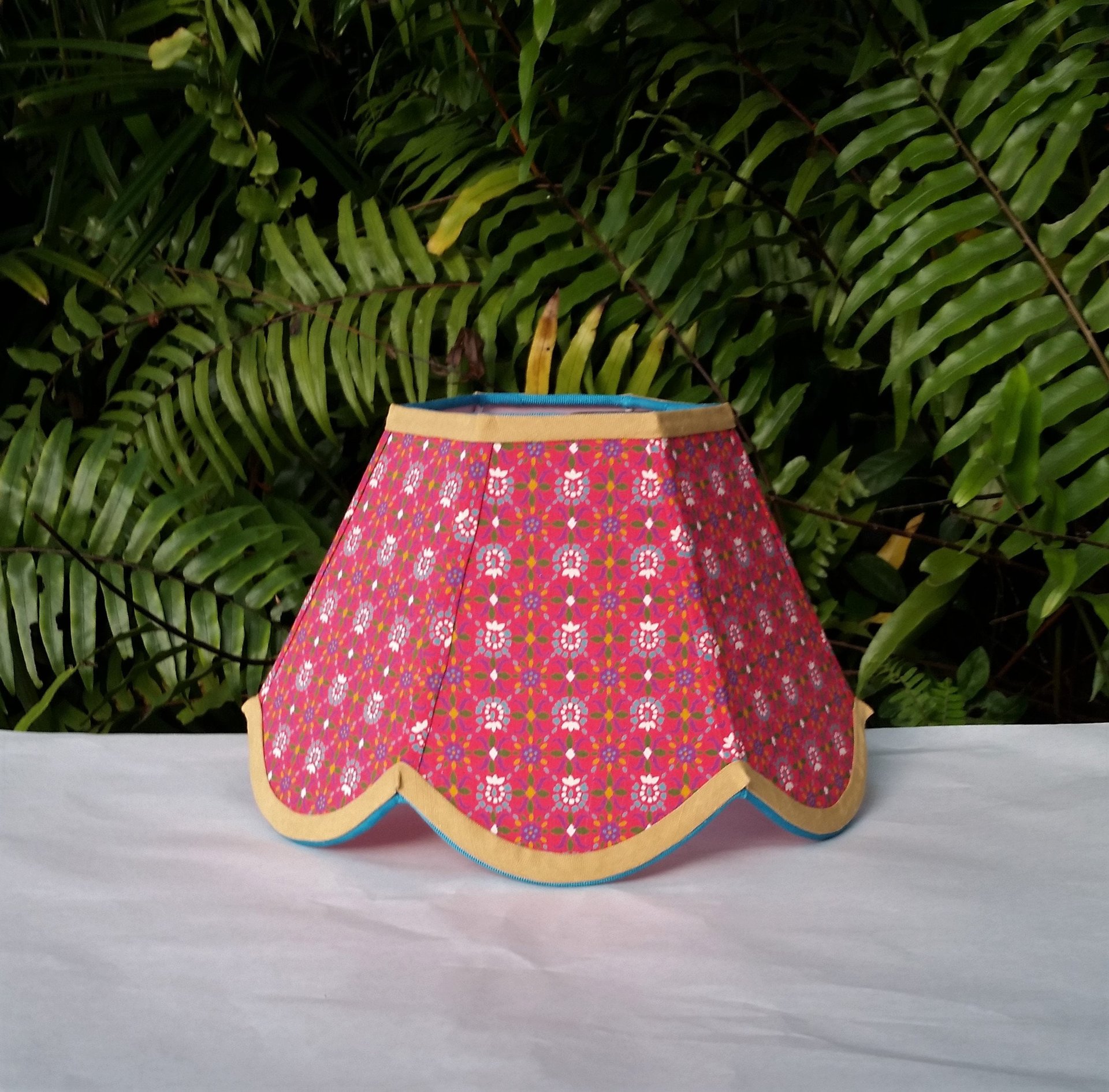 Coral Pink Clip On Lampshade, Scallop Lamp Shade