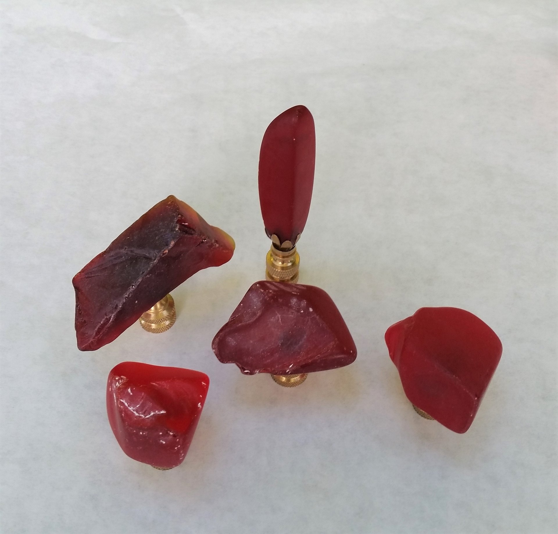 Cherry or Deep Red Lamp Finial, Sea Glass