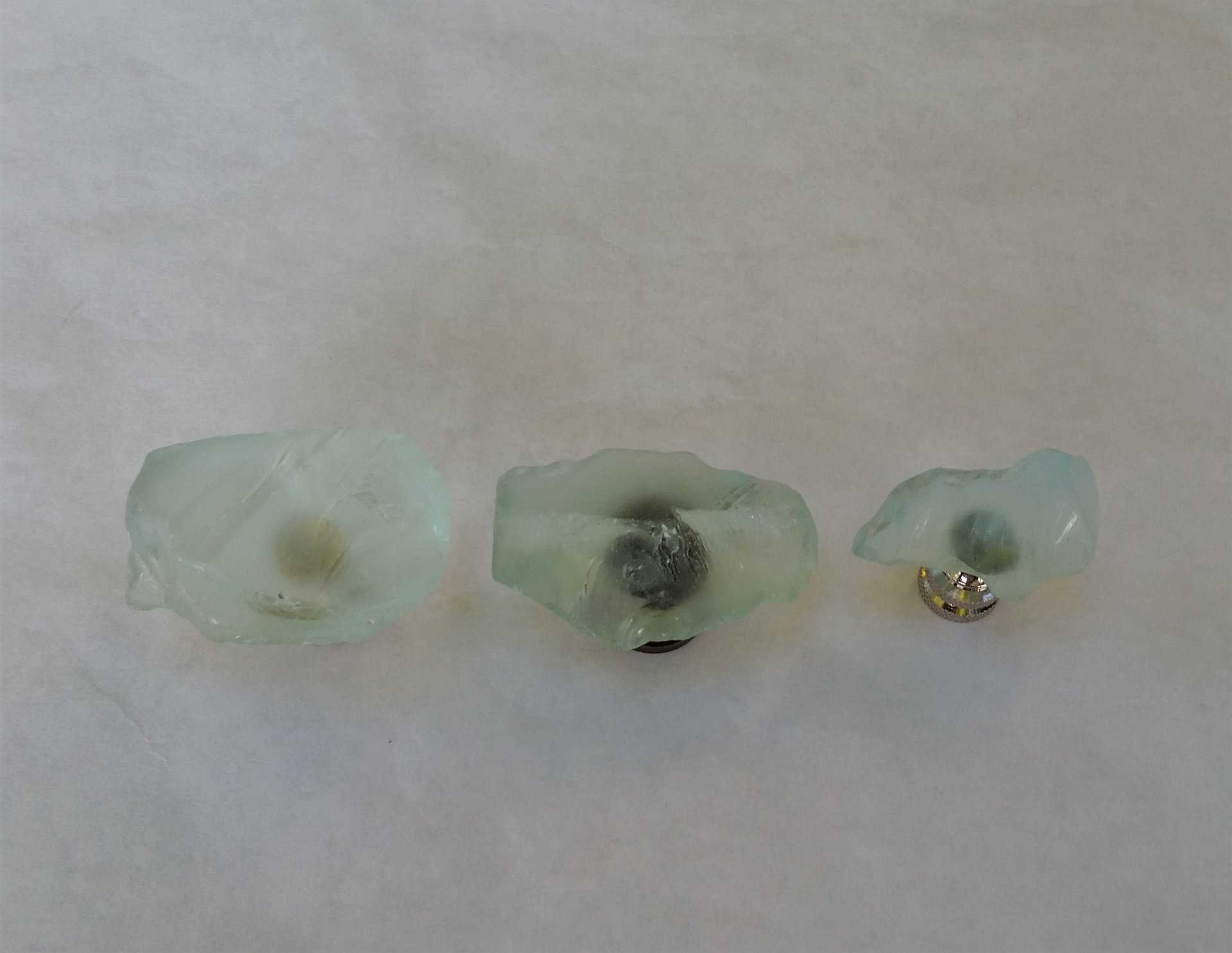 Light Aqua Lamp Finial, Jagged Edge Glass Rock